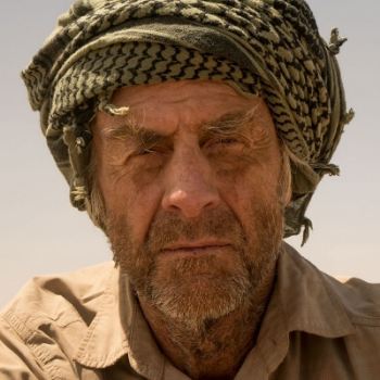 Sir Ranulph Fiennes OBE in 2015 at the Marathon des Sables - the toughest footrace on earth where competitors complete 6 marathons in 5 days under the 50degC Saharan sun.