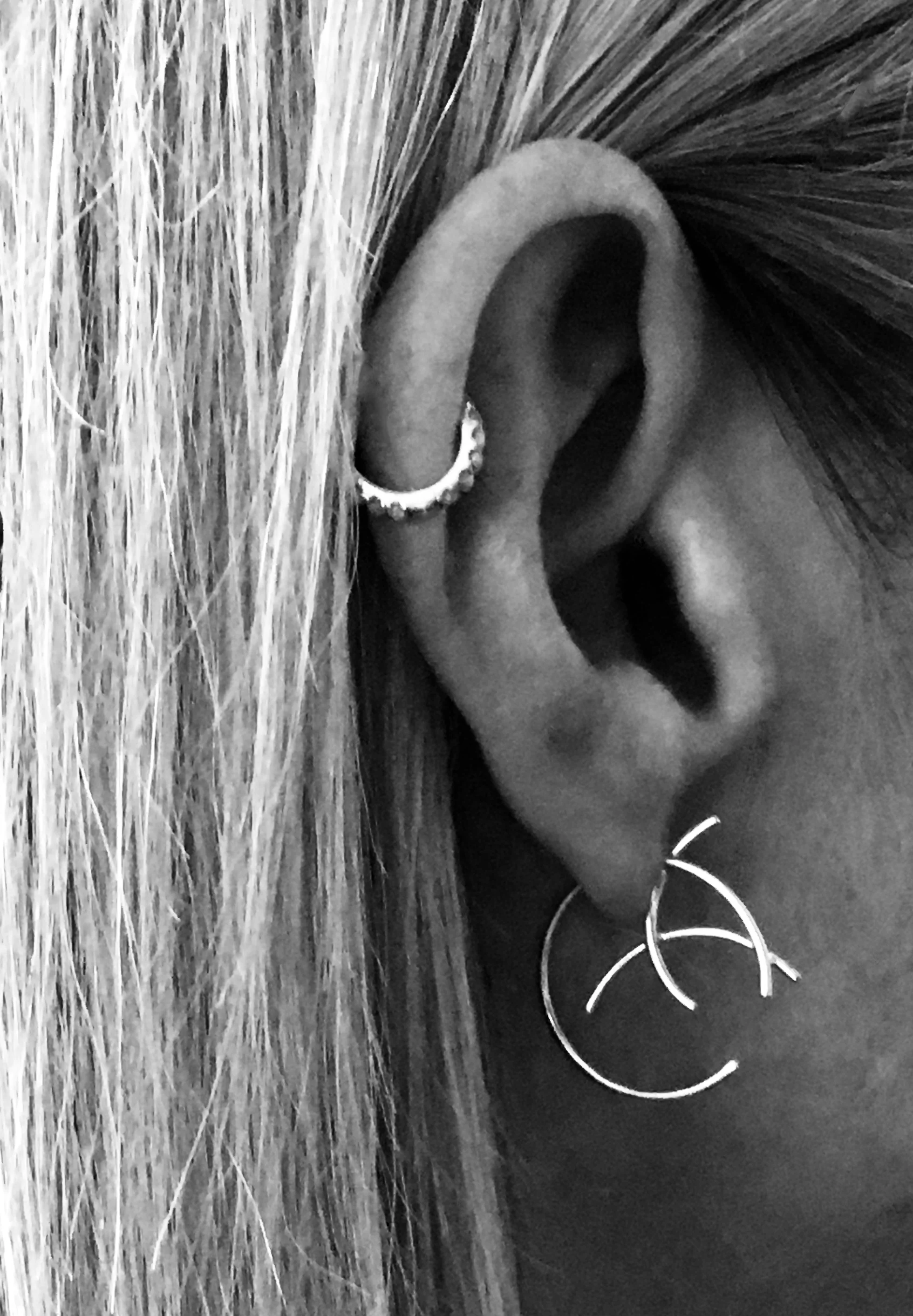 Fine Mangrove Threader Hoops in Silver XS
