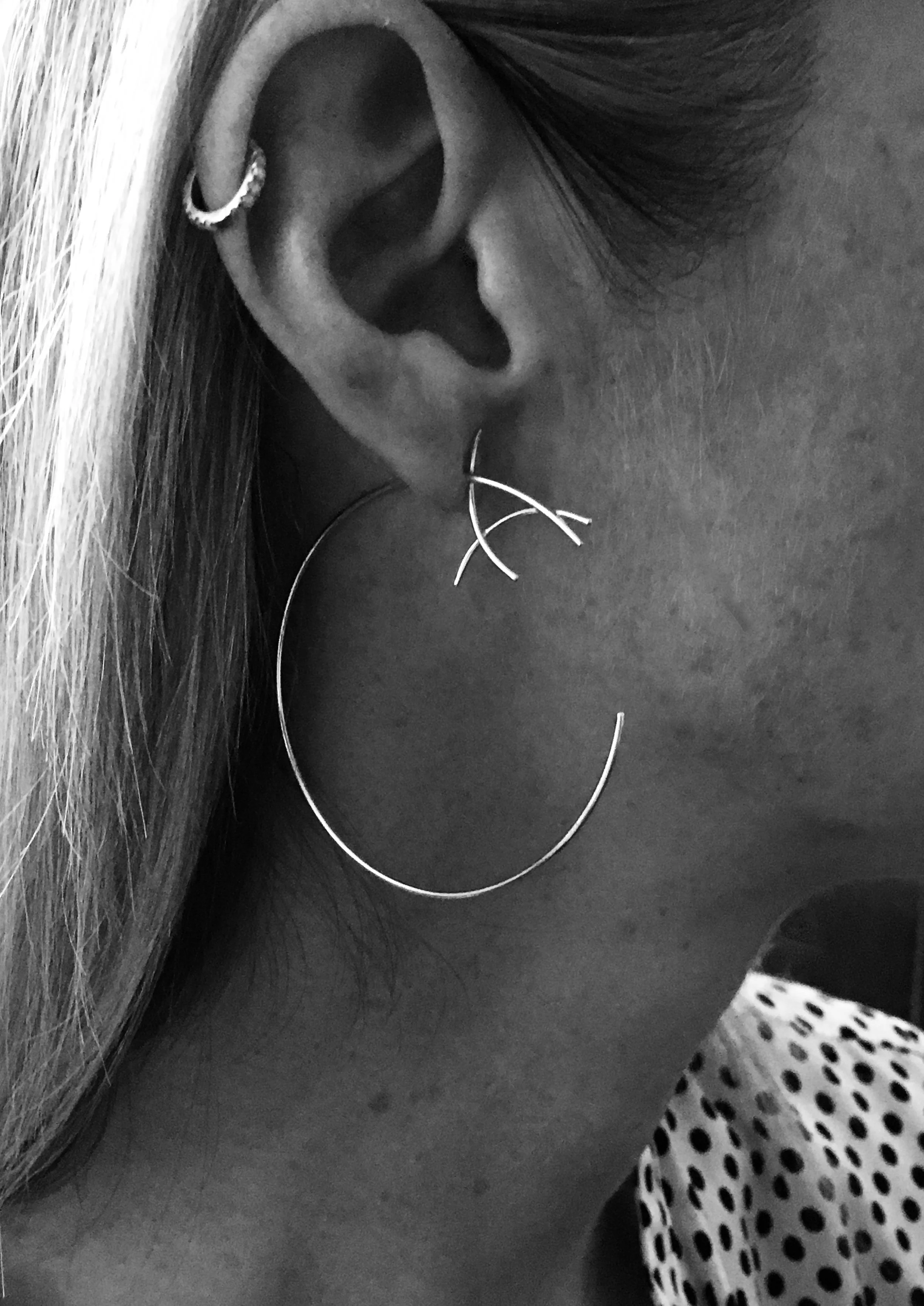 Fine Mangrove Threader Hoops in Silver XL