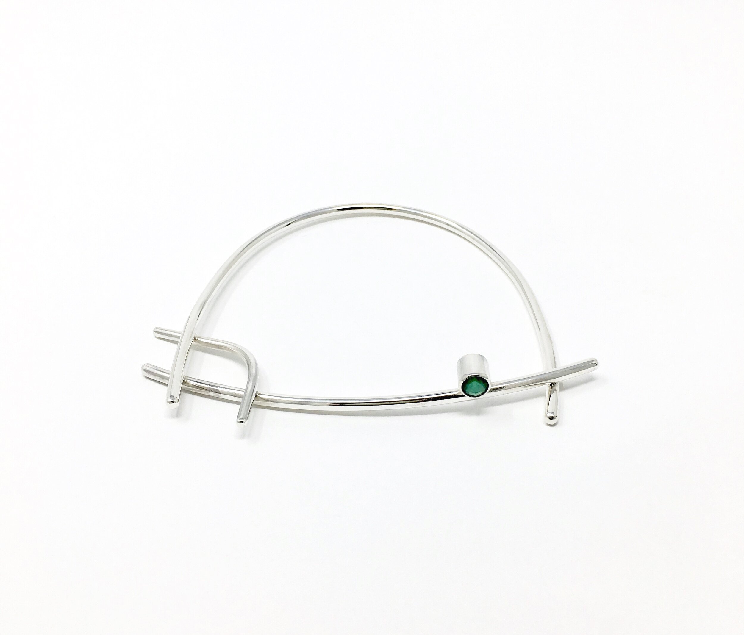 Mangrove Bloom Bangle in Silver set with Green Agate