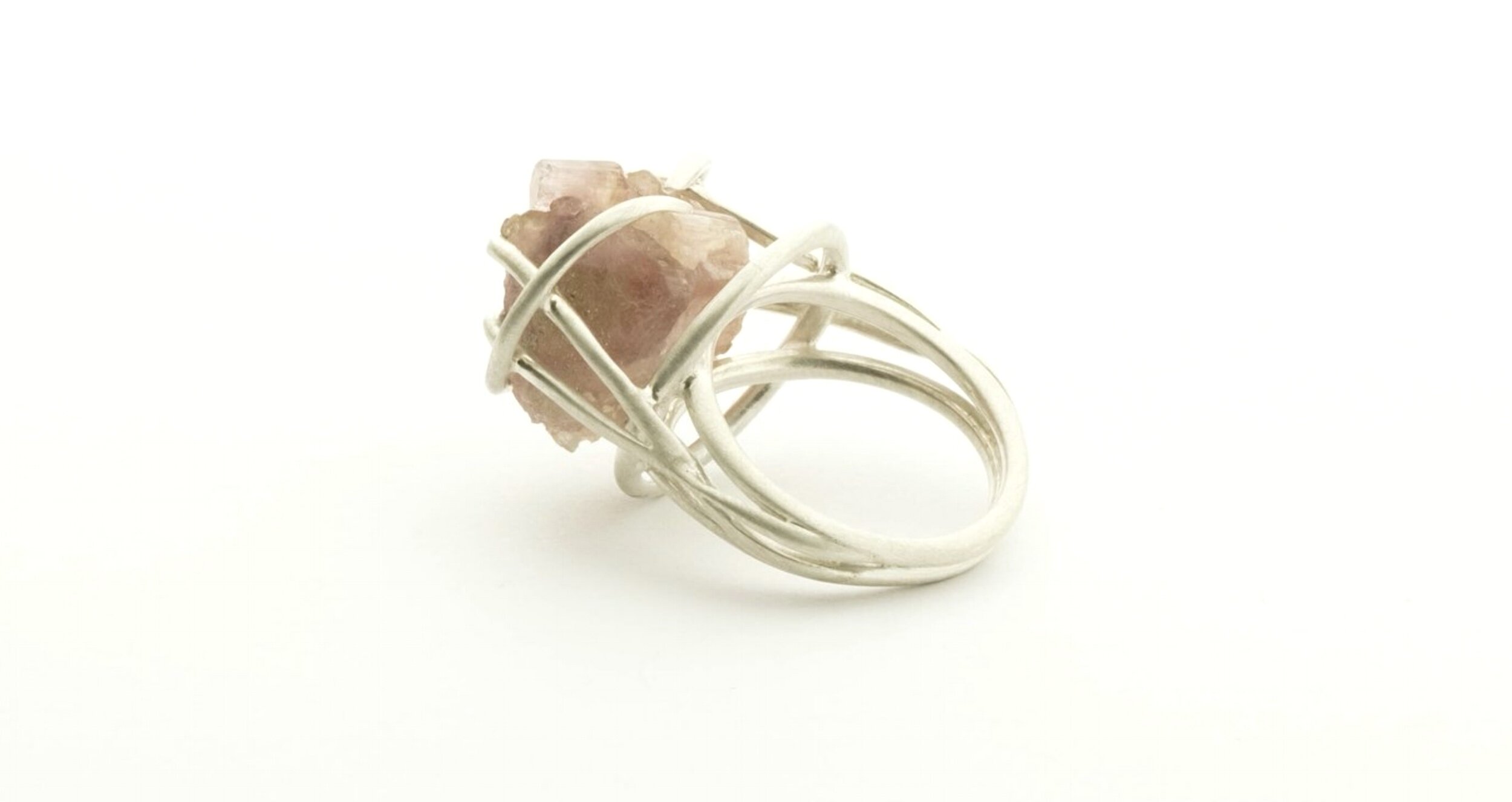 Mangrove Caged silver ring with pink rubellite