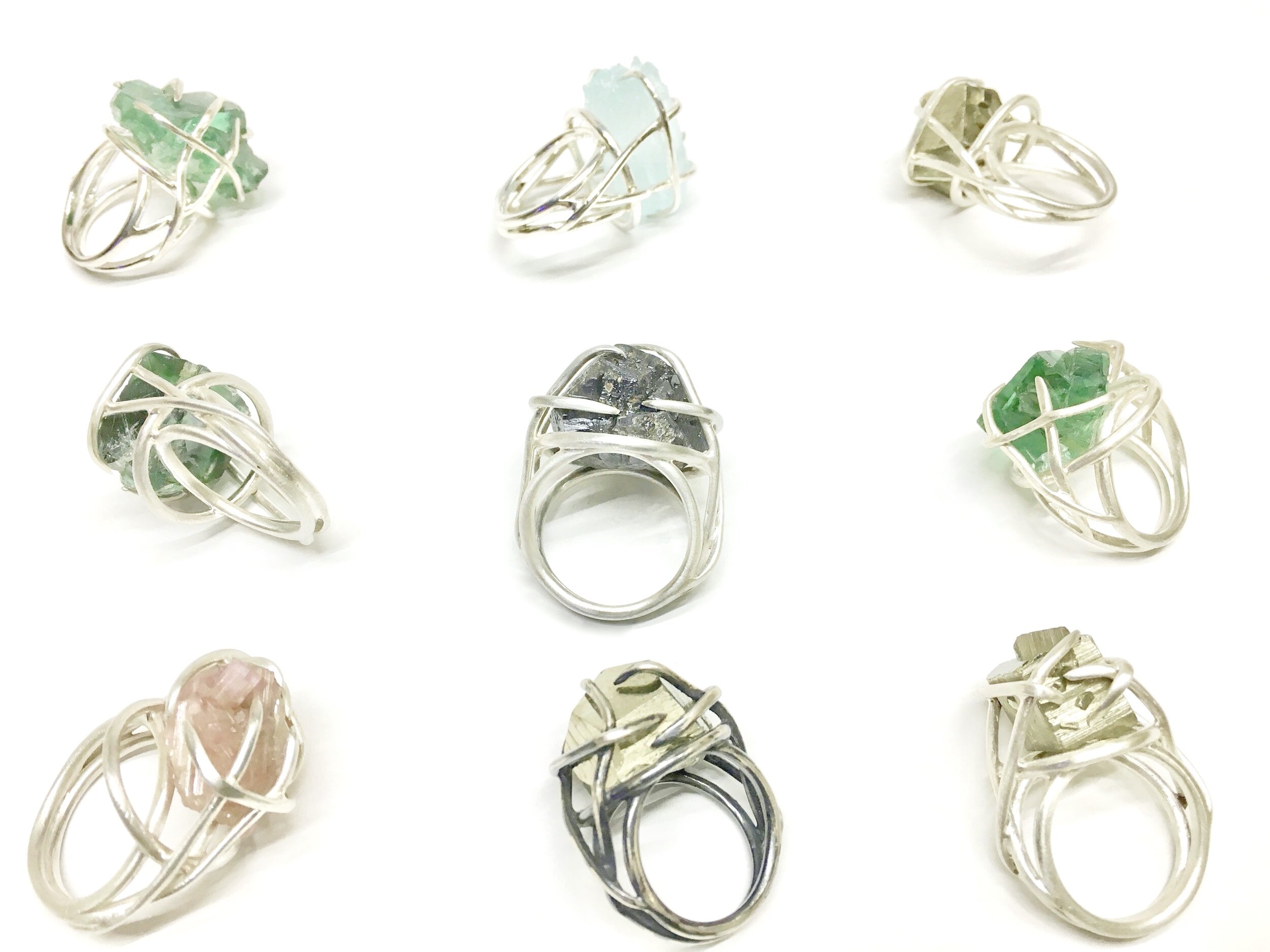 Selection of Mangrove Caged Rings in Silver