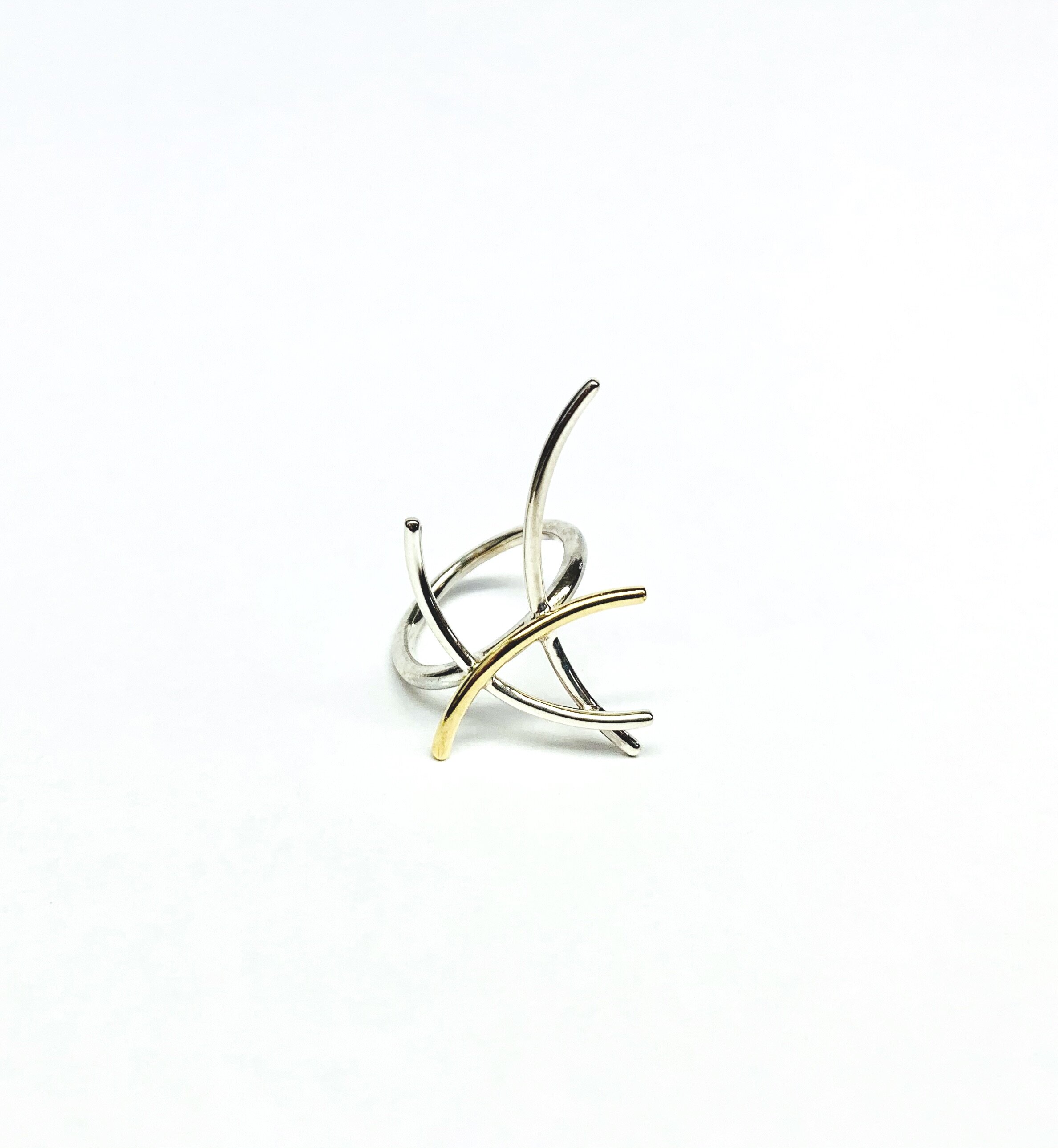 Mangrove Tail Fin (Flow) ring in Silver & Brass