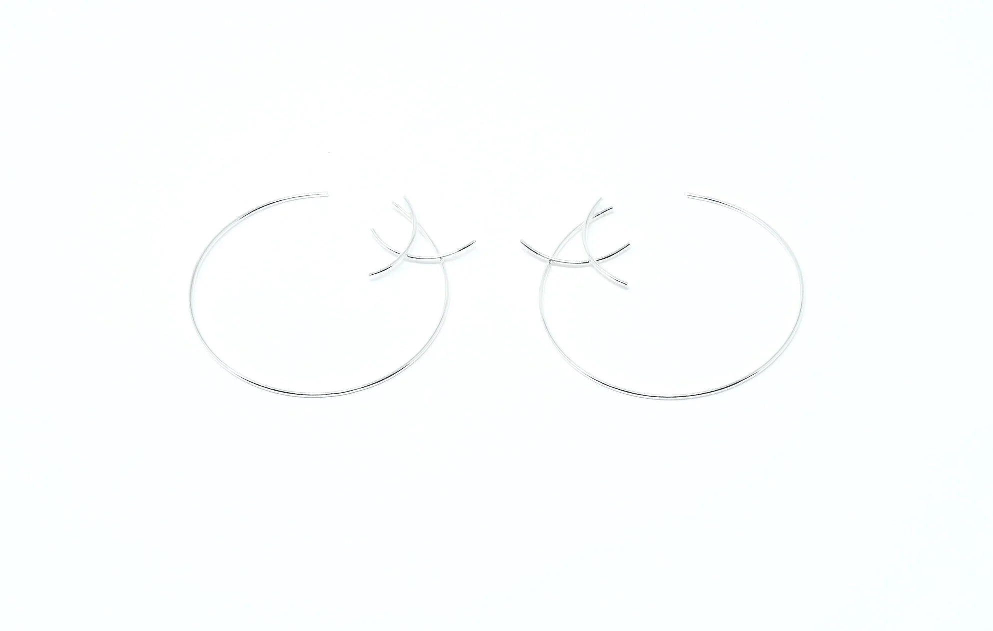 Fine Mangrove Threader Hoops in Silver XL