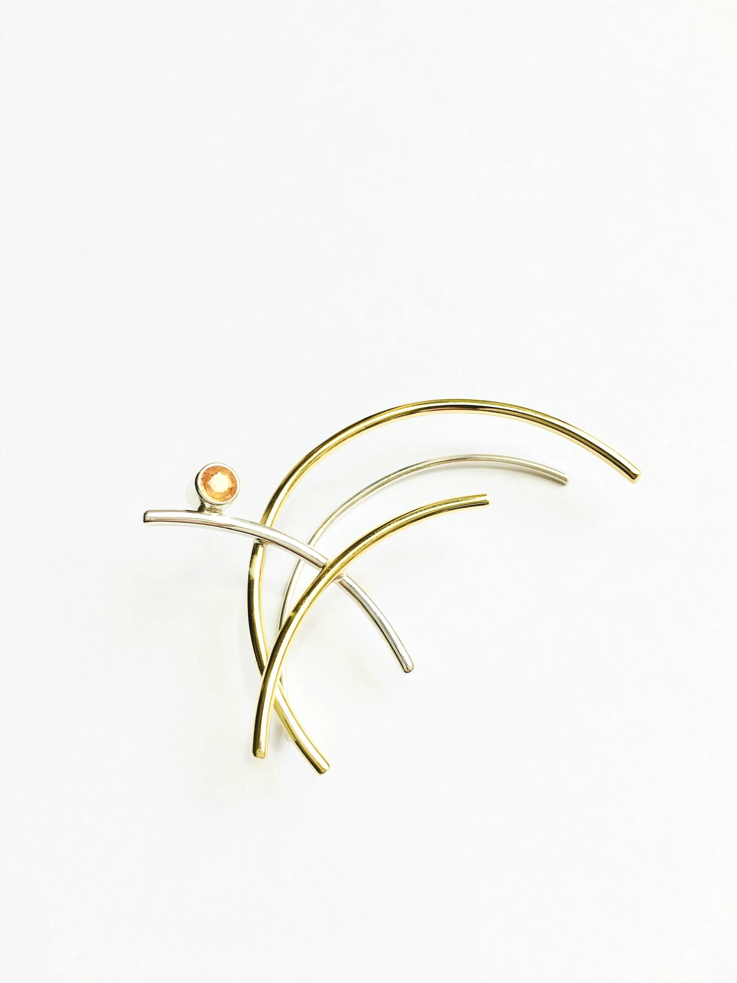 Mangrove Supra Ear Cuff in mixed metal with tangerine sapphire