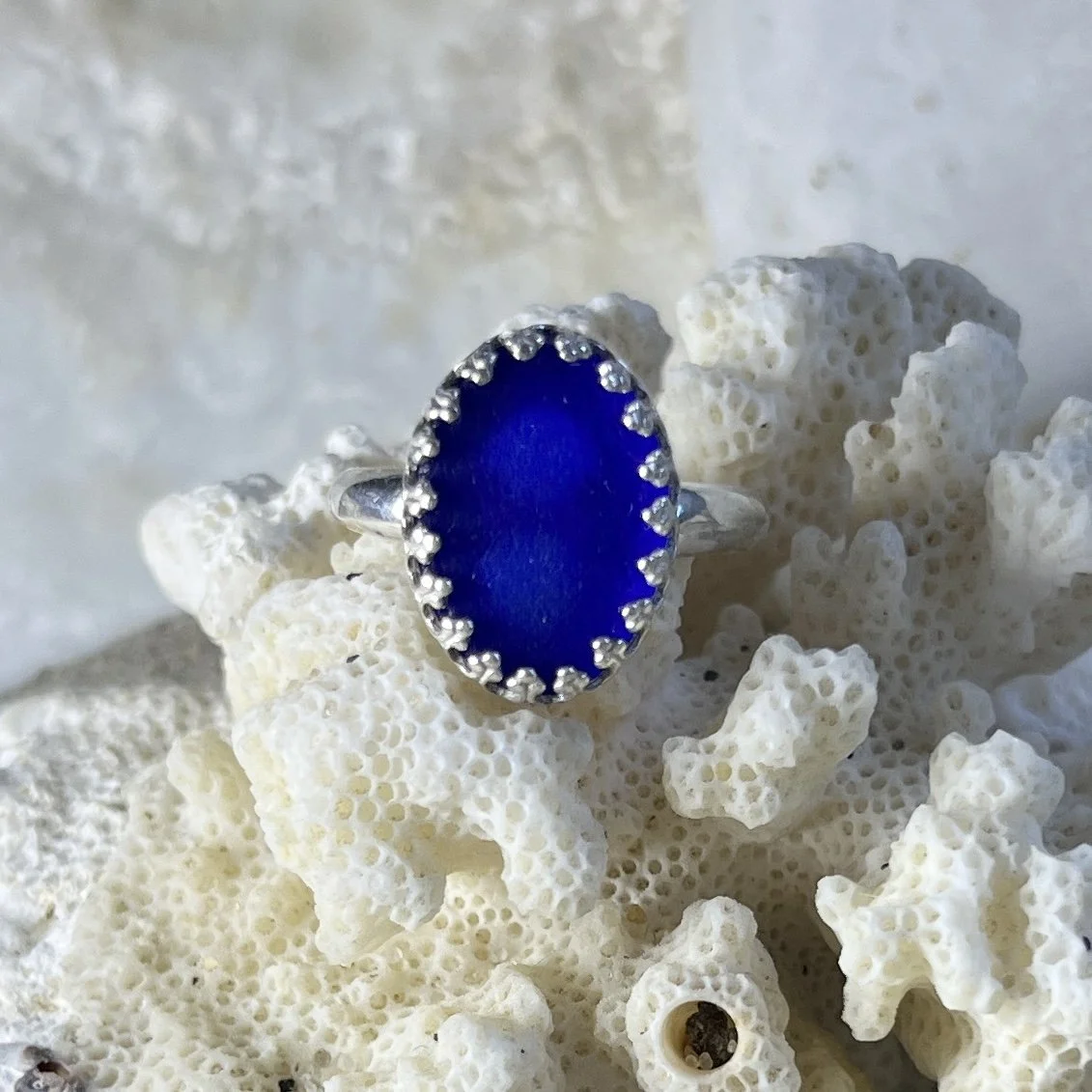 Rare Cobalt Blue Sea Glass Ring.jpg