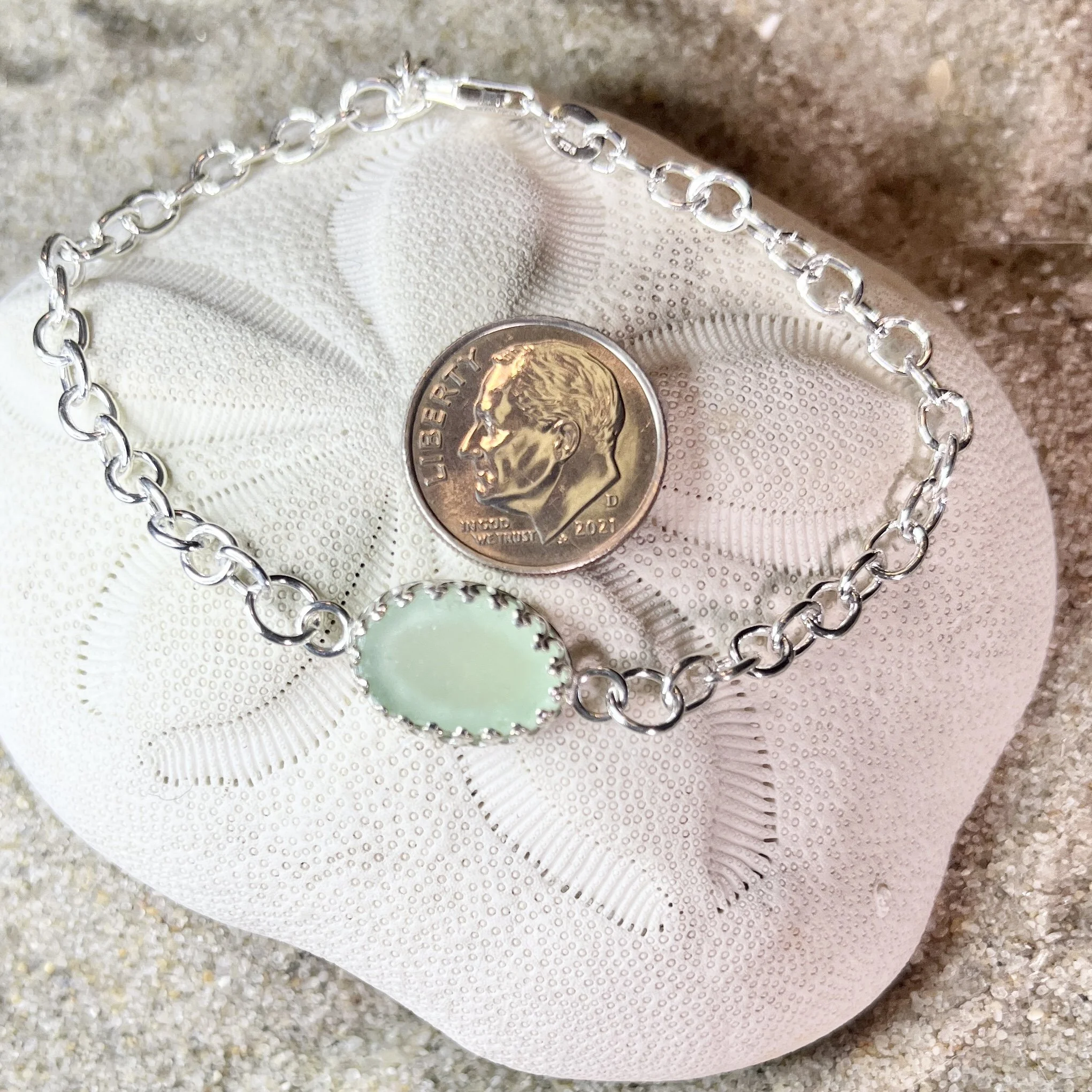 Green Seafoam Sea Glass Bracelet