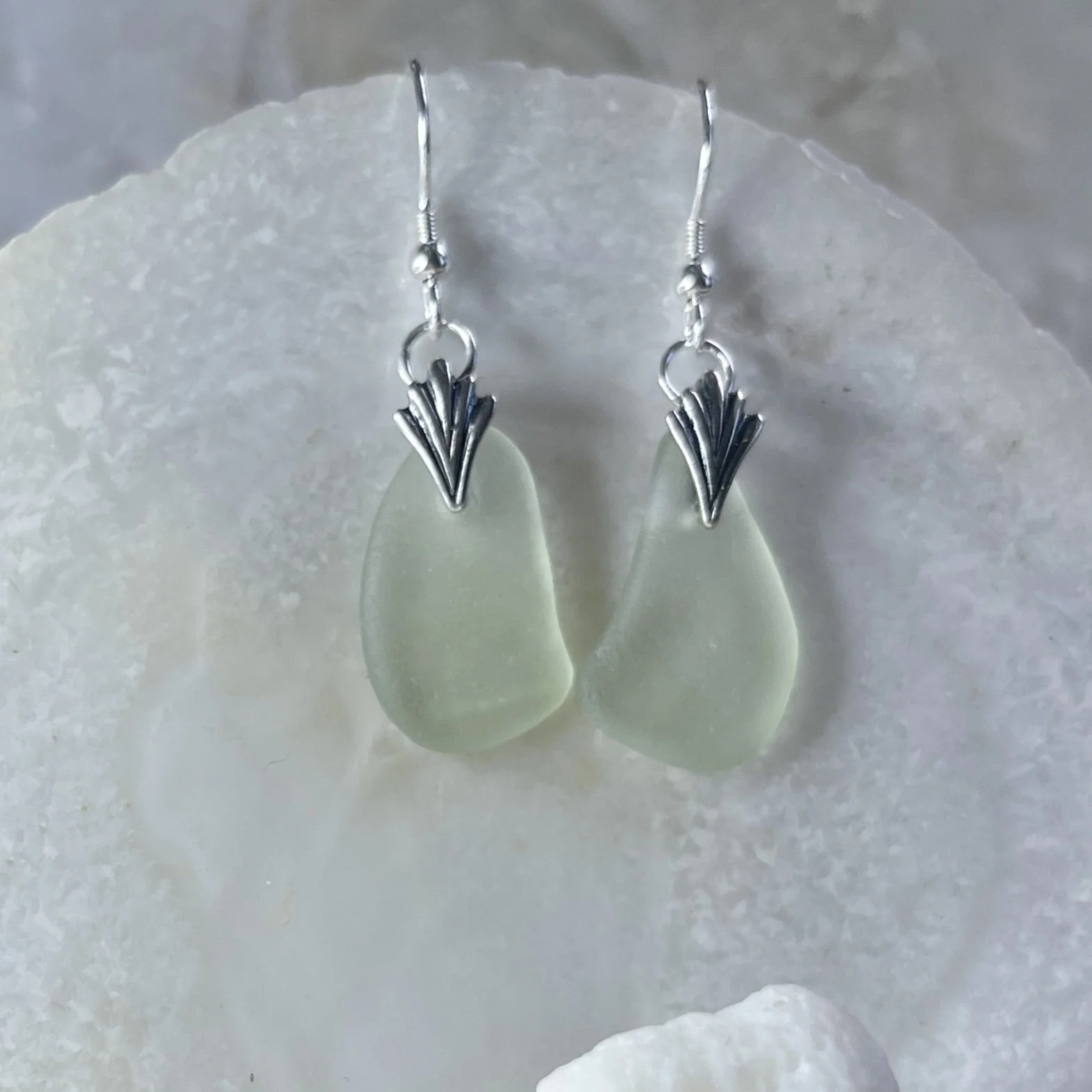 Light Sea Foam Sea Glass Earrings