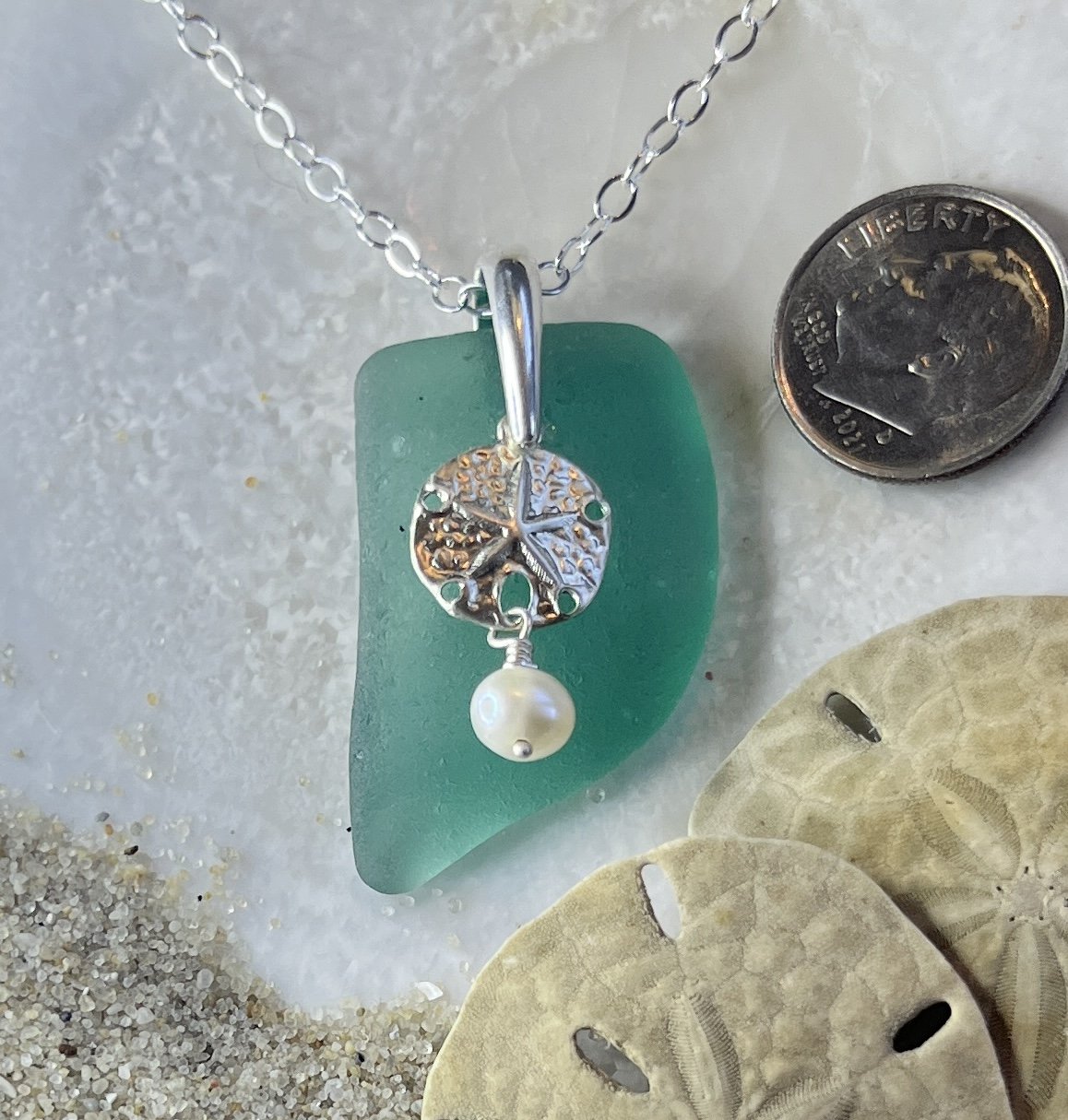 Teal Sea Glass Necklace .jpg