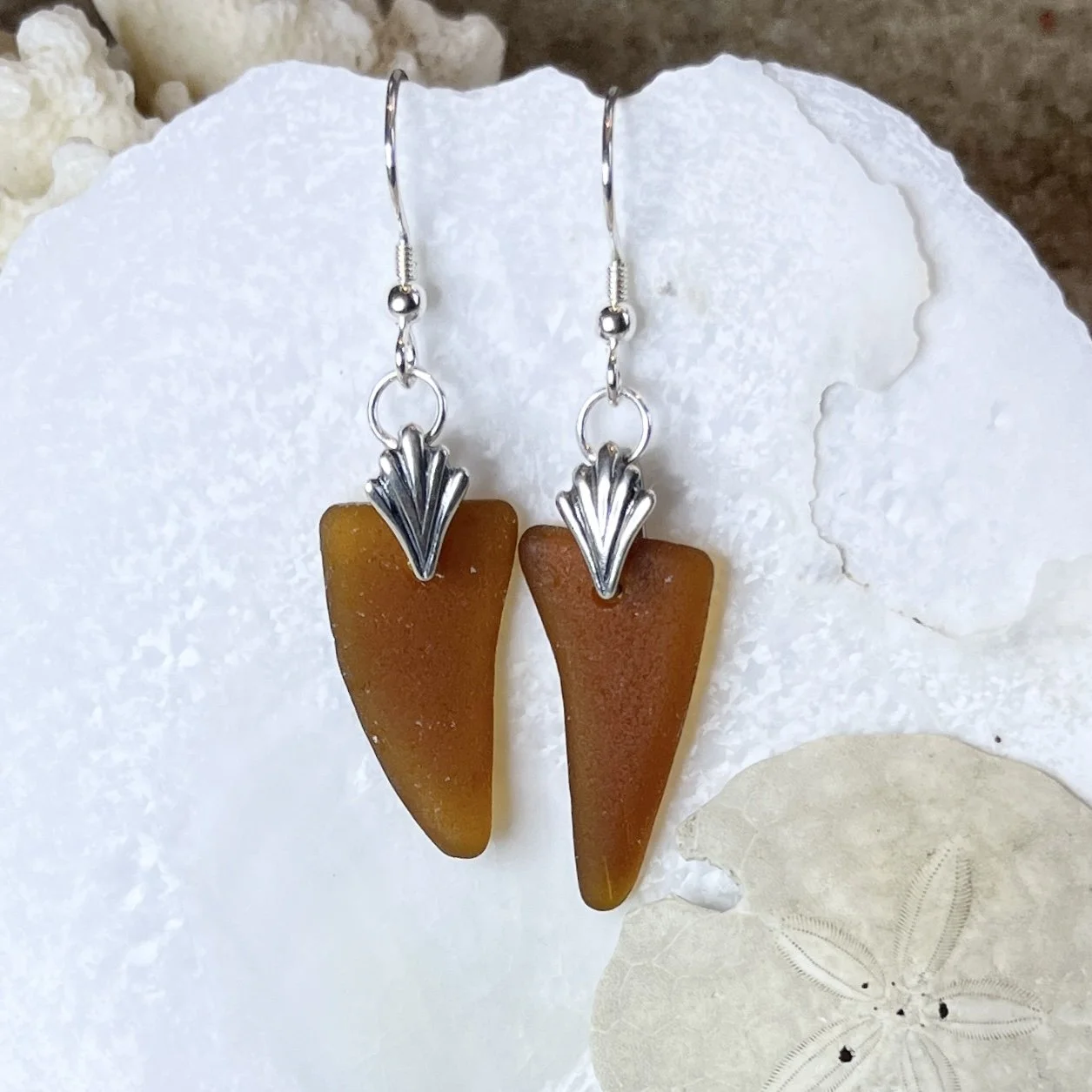 Brown Sea Glass Earrings by Janet Payne Jewelry, Cape May, NJ.jpg