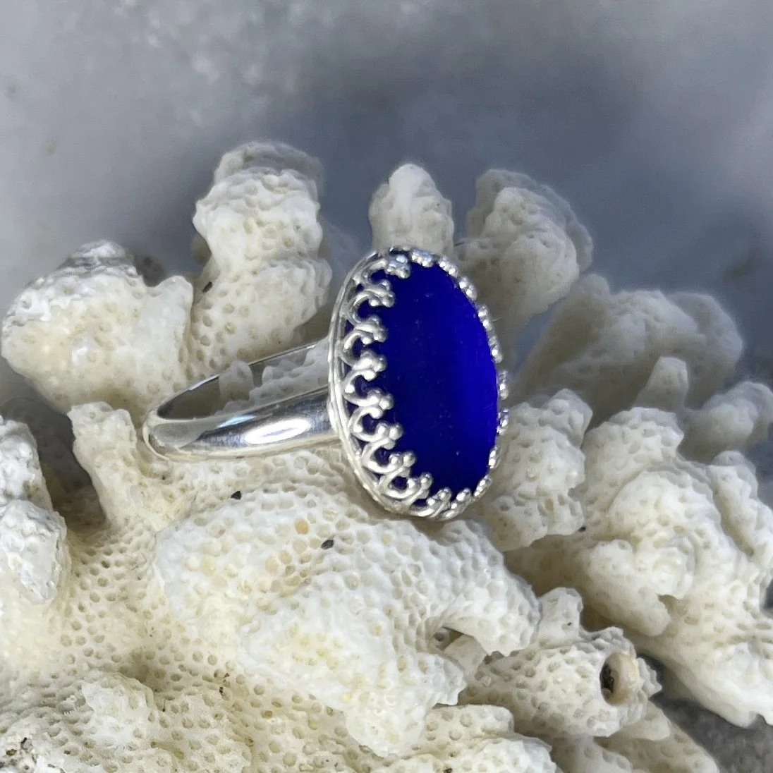 Rare Cobalt Blue Sea Glass Ring.jpg