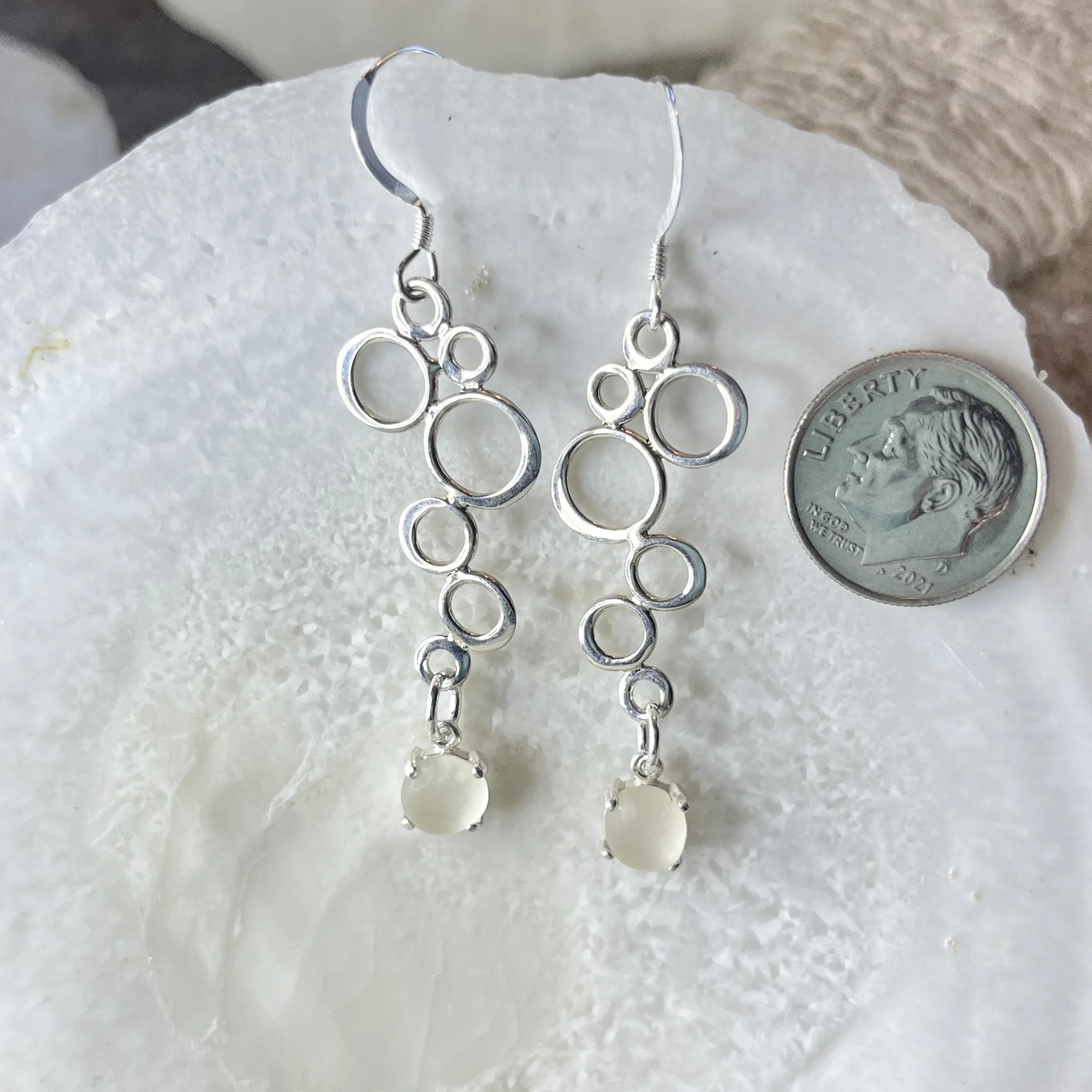 Sterling Silver Bubble Earrings with Natural Cape May Diamonds