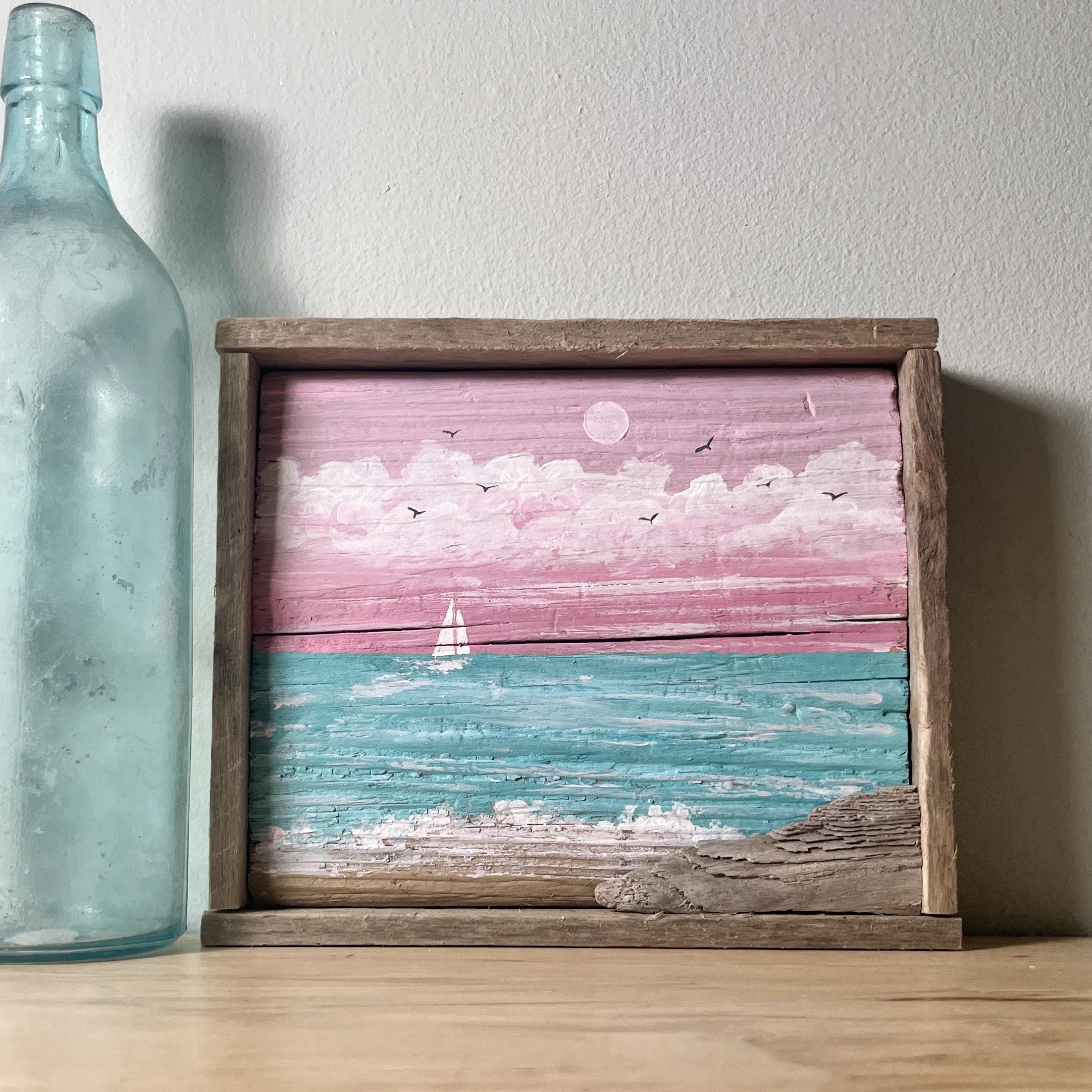 Pink Sail - Driftwood Painting by Janet Payne, Cape May, NJ.jpg