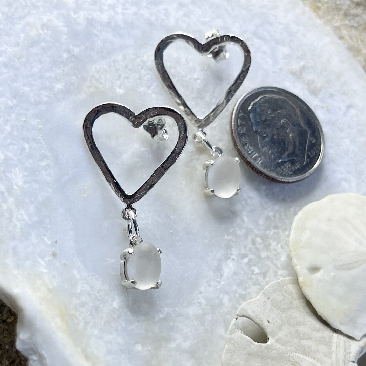 Sterling Silver Heart Earrings with Natural Cape May Diamond Drops.jpg