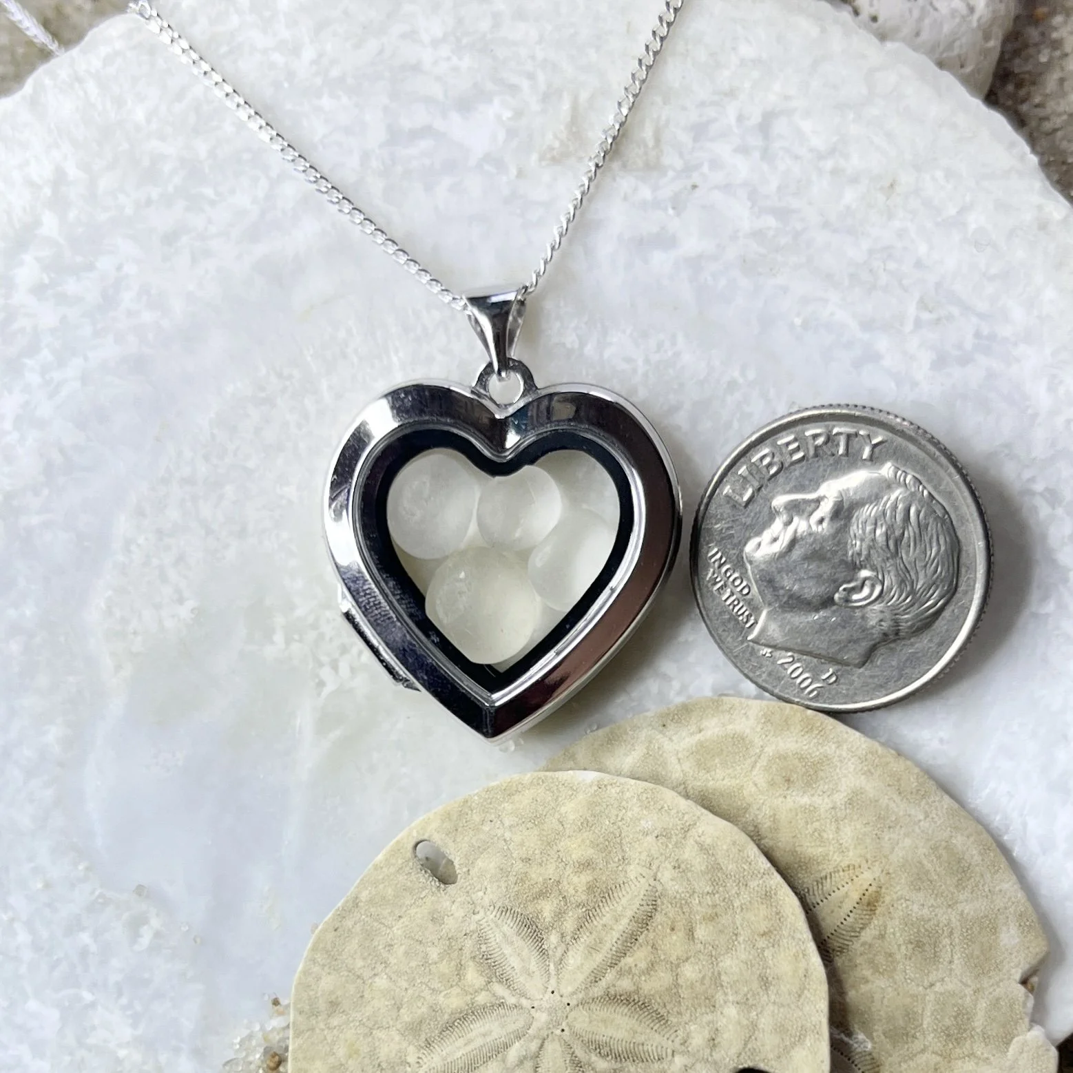 Heart Locket Filled with Four Natural Cape May Diamonds