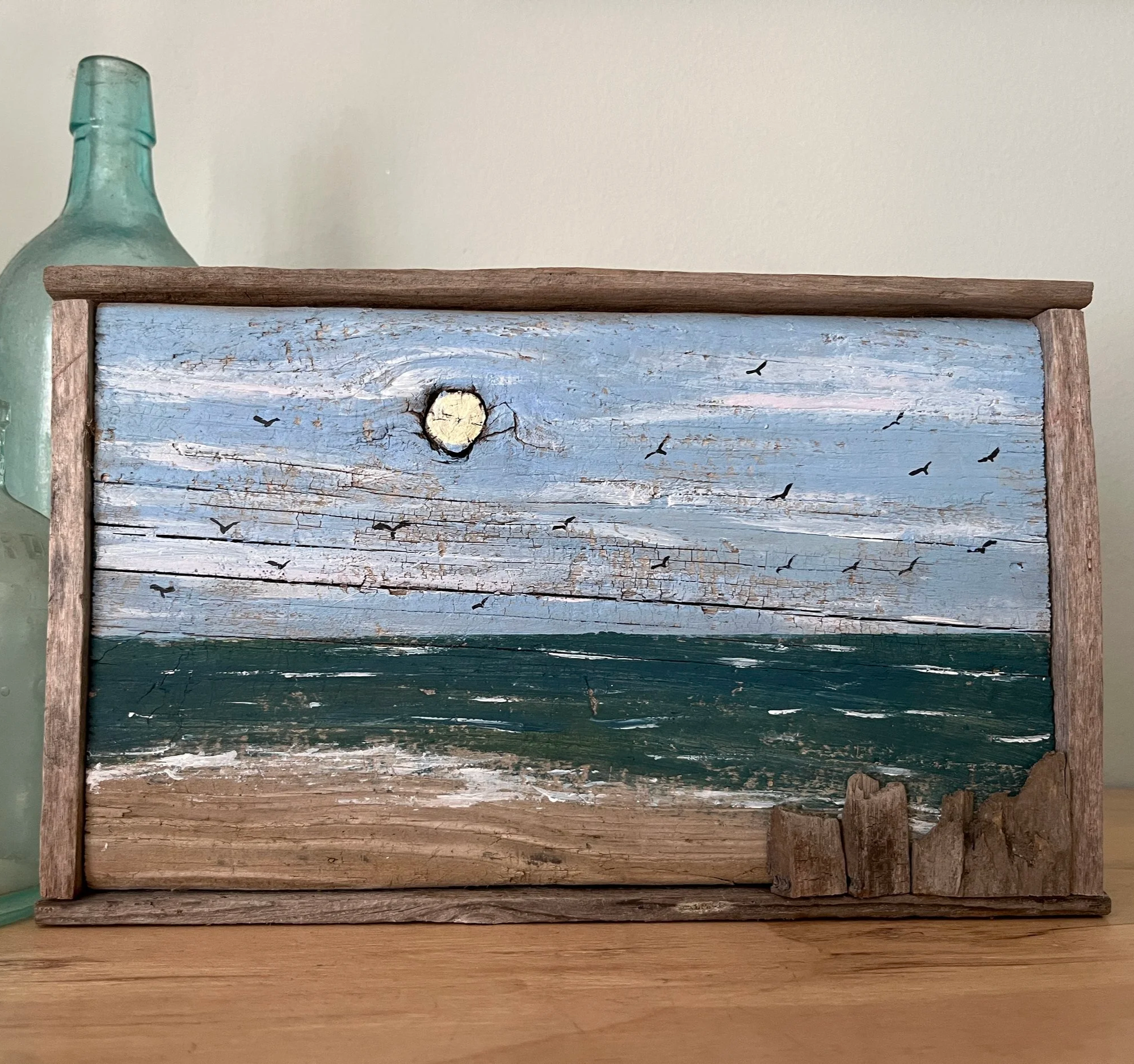 Flock of Birds - Driftwood Painting, by Janet Payne, Cape May, NJ