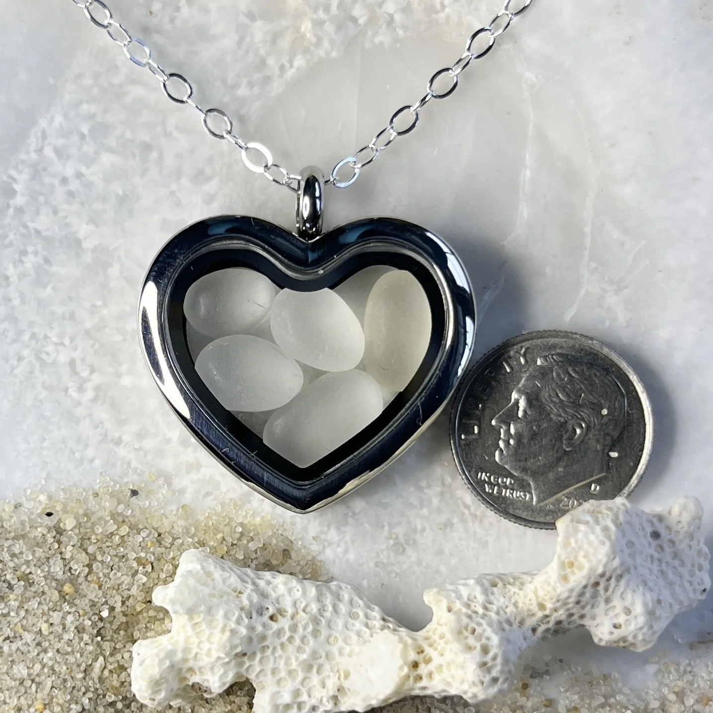 Glass Heart Locket Filled with Natural Cape May Diamonds.jpg
