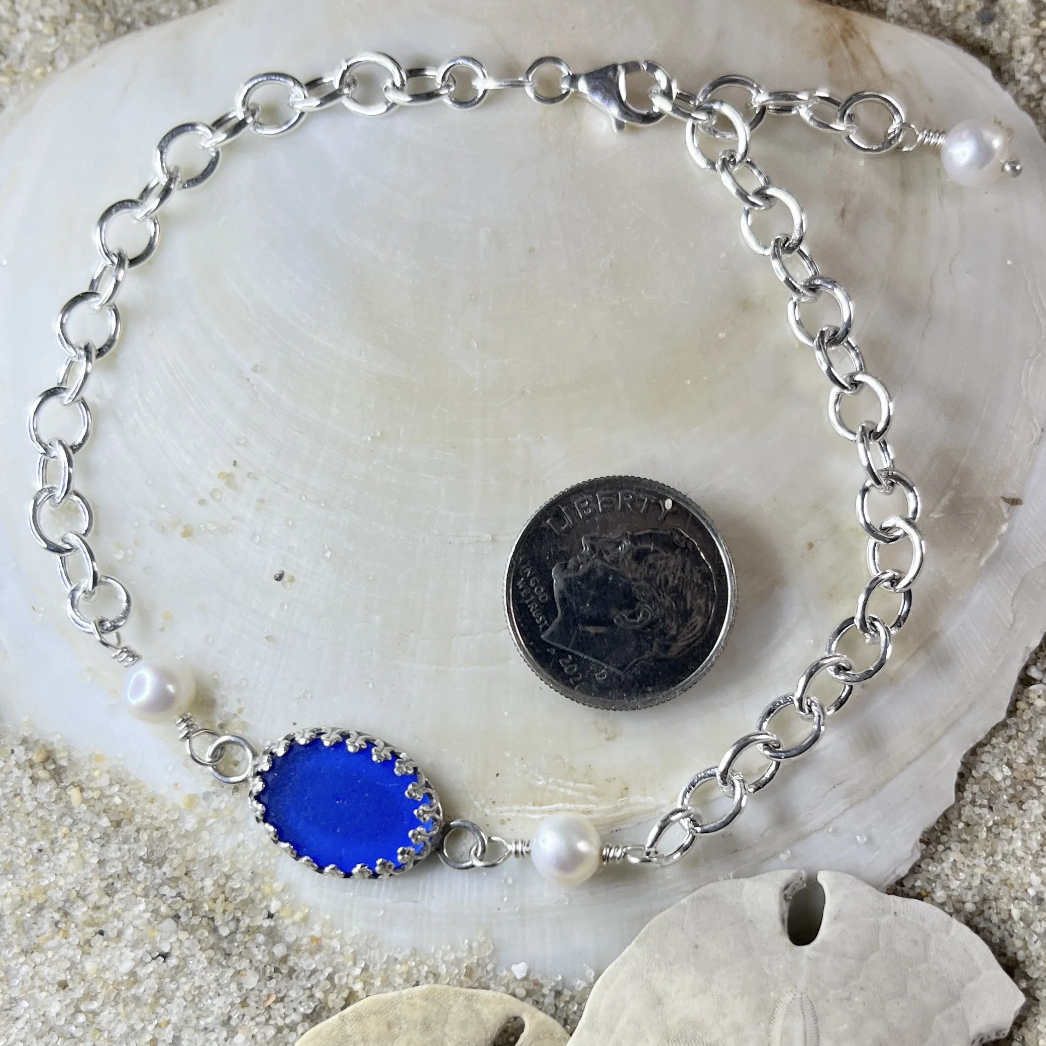Cobalt Blue Sea Glass Bracelet with Freshwater Pearls.jpg
