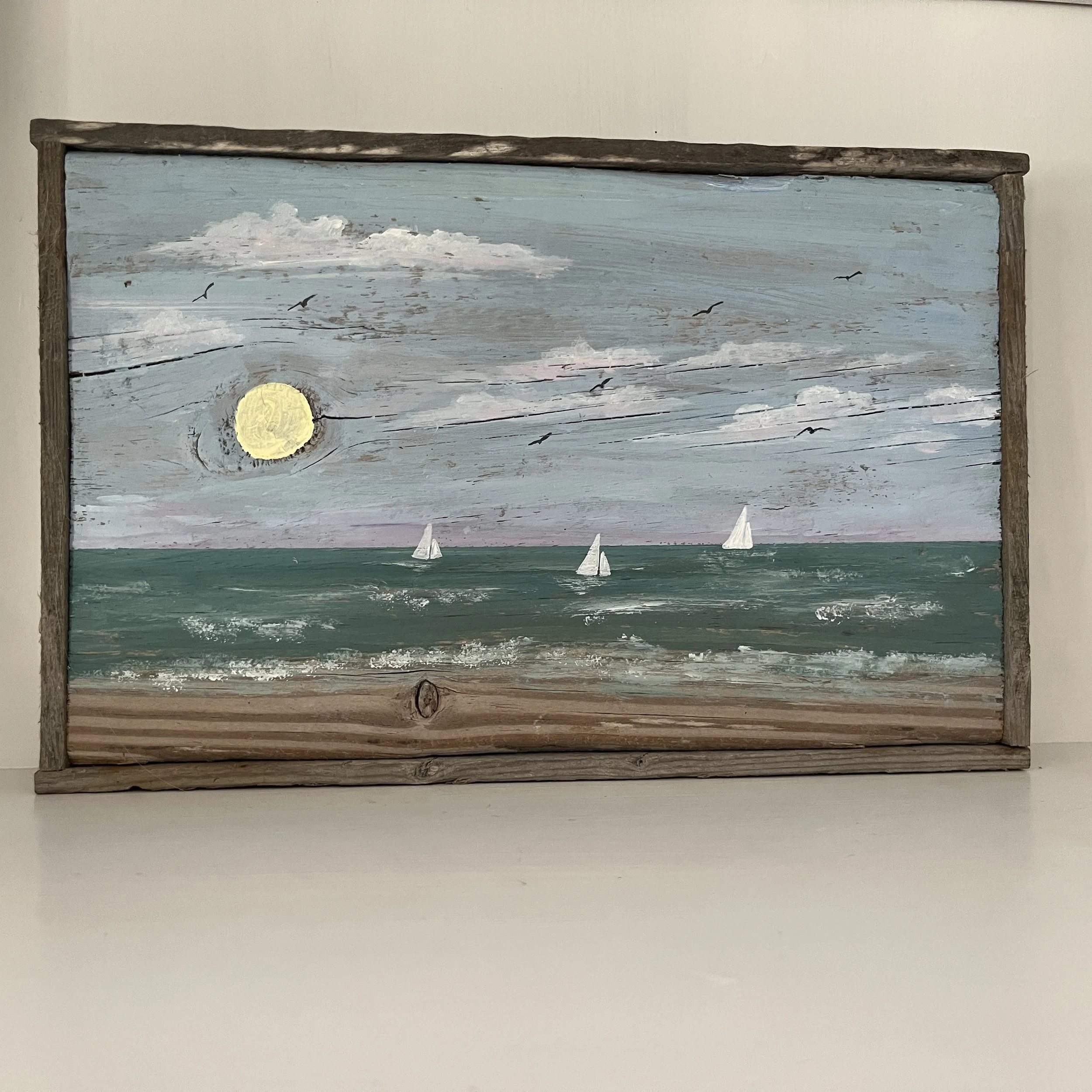 Clear Sailing - Driftwood Painting by Janet Payne, Cape May,NJ.jpg