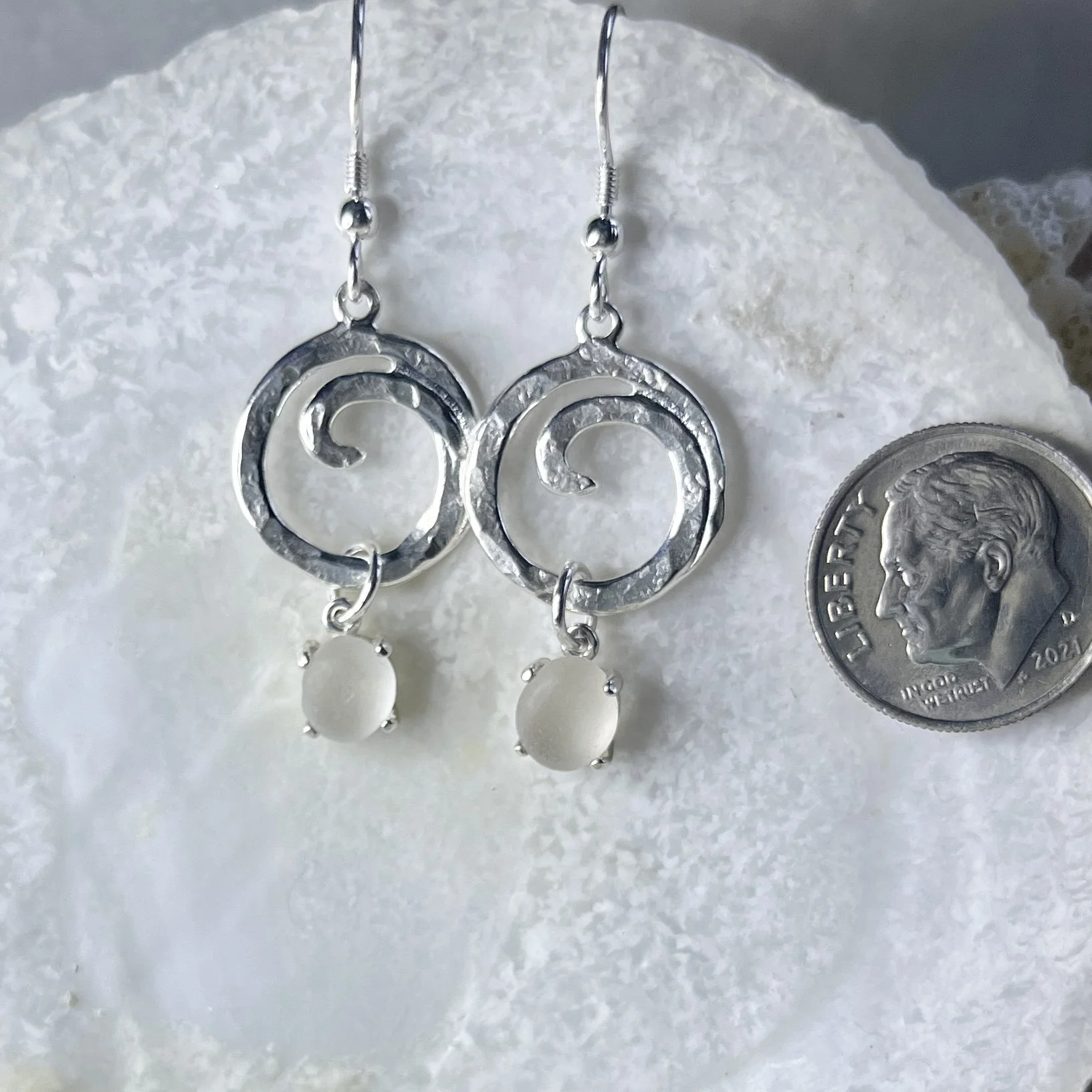 Sterling Silver Ocean Wave Earrings with Natural Cape May Diamonds.jpg