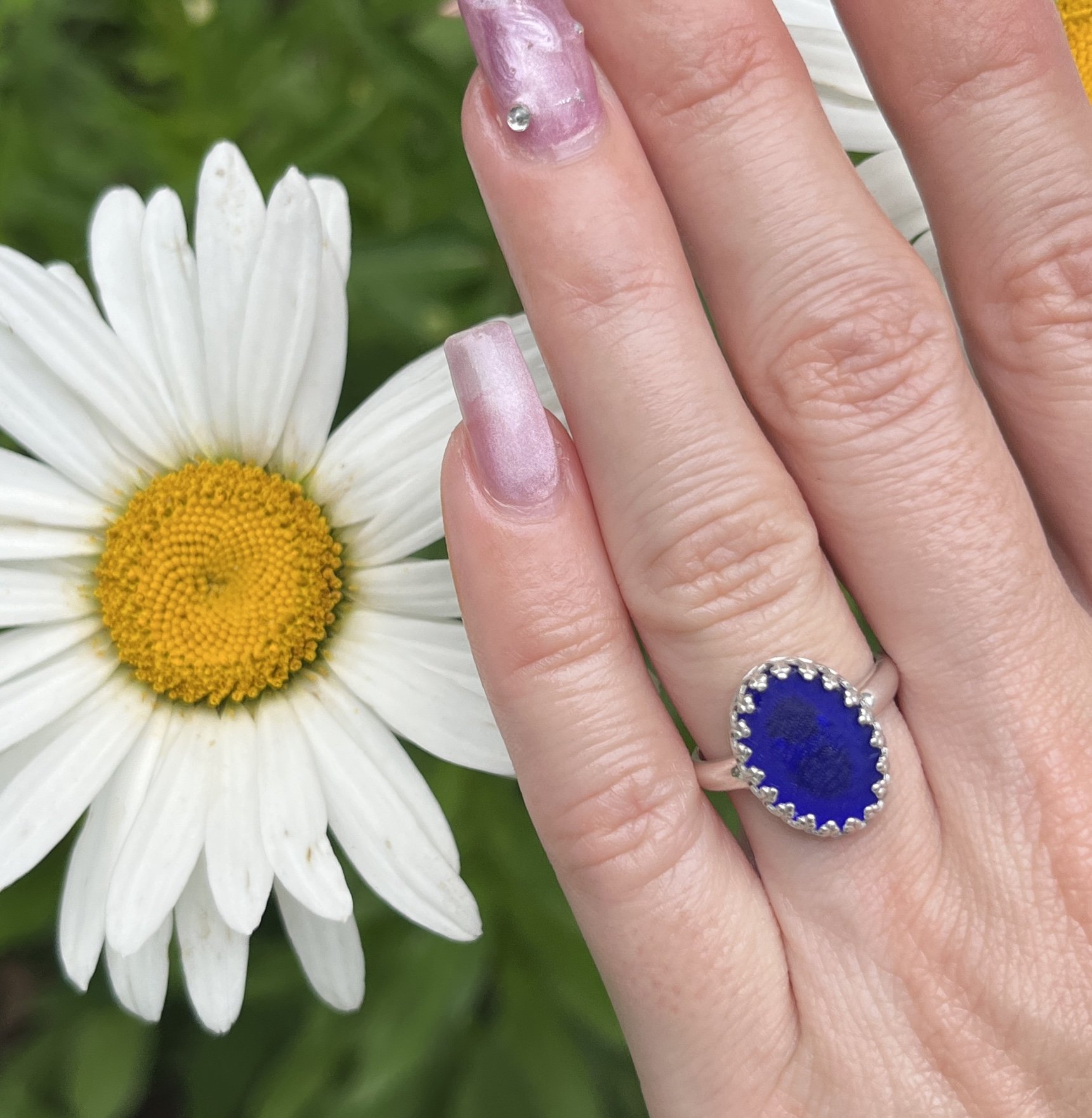Rare Cobalt Blue Sea Glass Ring.jpg