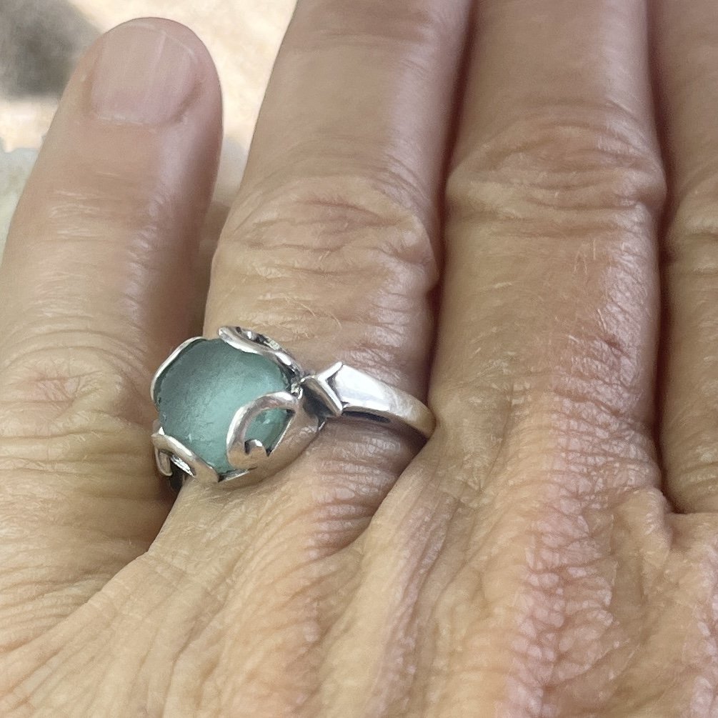 Aqua Sea Glass Ring, Size 7.jpg