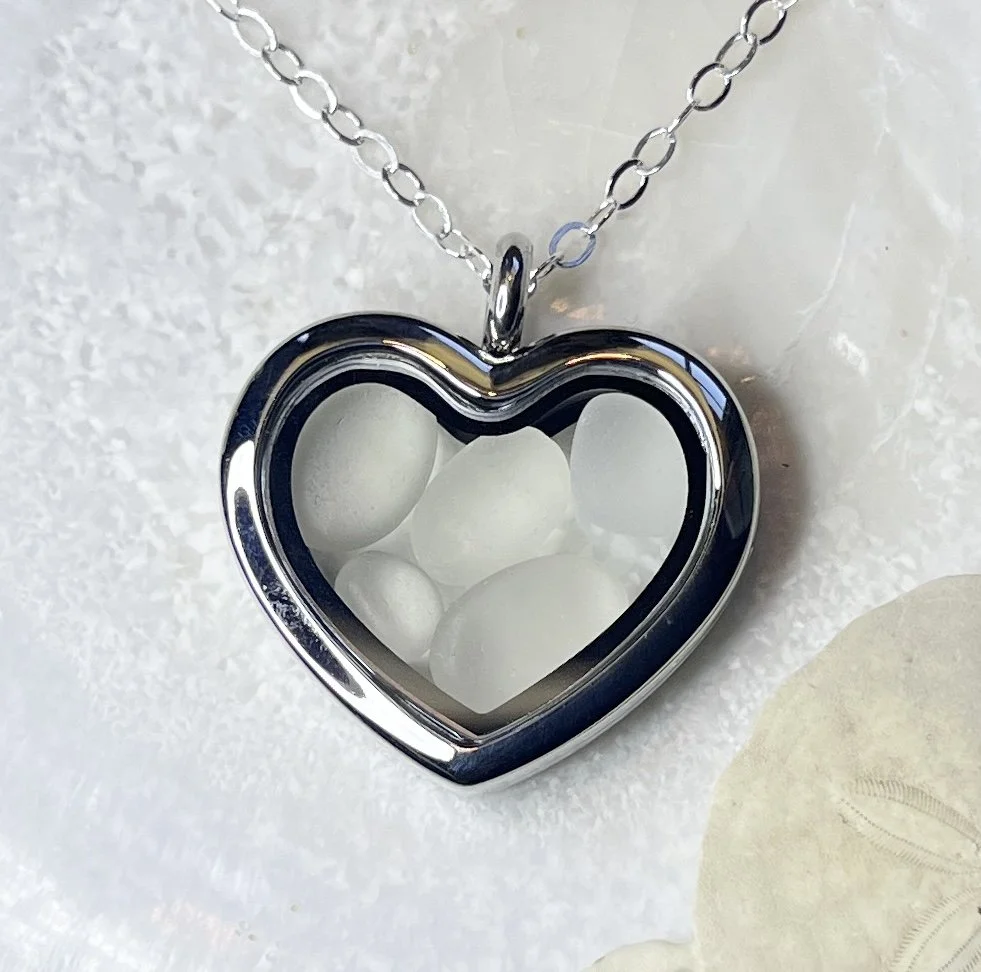 Glass Heart Locket Filled Cape May Diamonds byJanet Payne Jewelry.com.jpg