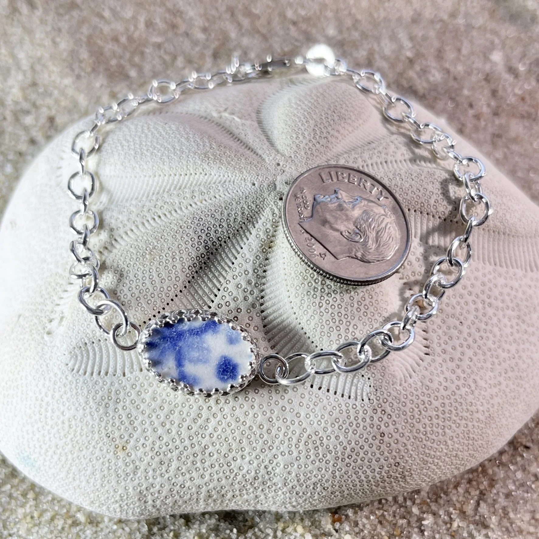 Blue and White Sea Pottery Bracelet