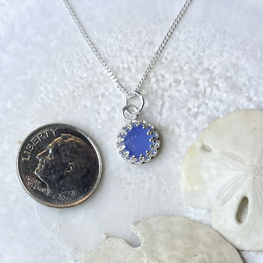 Cornflower Blue Petite Sea Glass Necklace