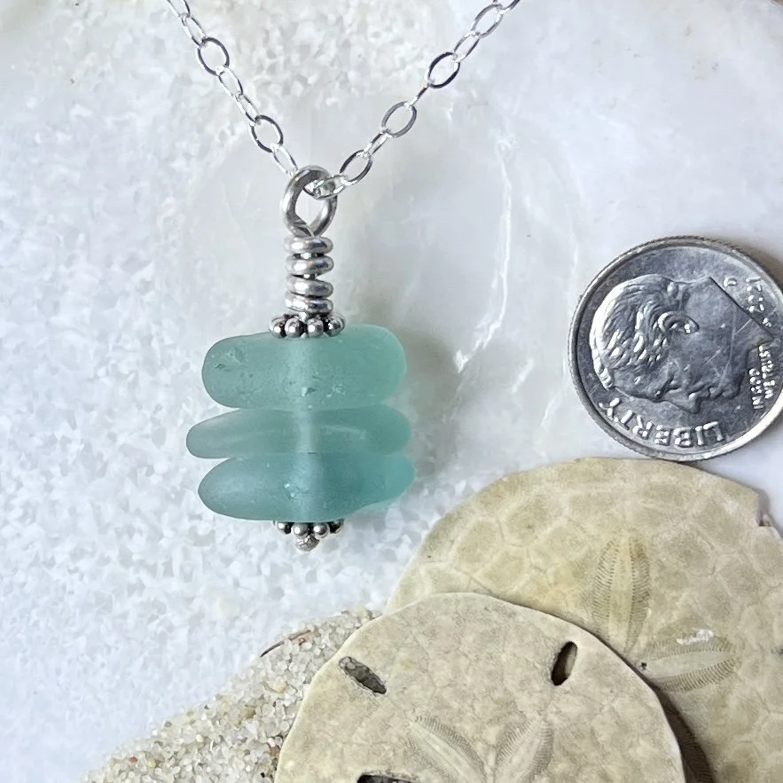 Turquoise Stacked Sea Glass Necklace