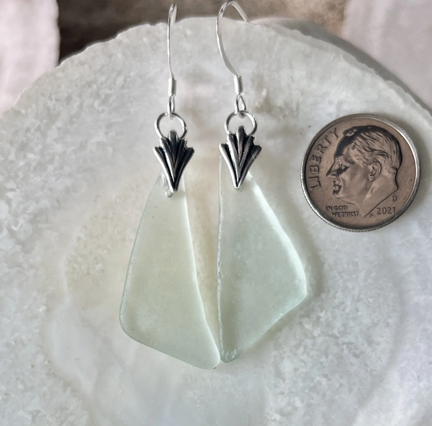 Light Blue Sea Foam Sea Glass Earrings