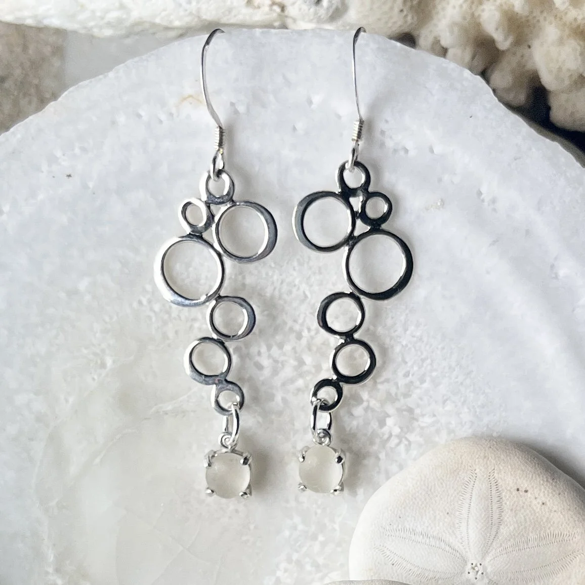 Sterling Silver Bubble Earrings with Natural Cape May Diamonds by Janet Payne Jewelry, Cape May, NJ