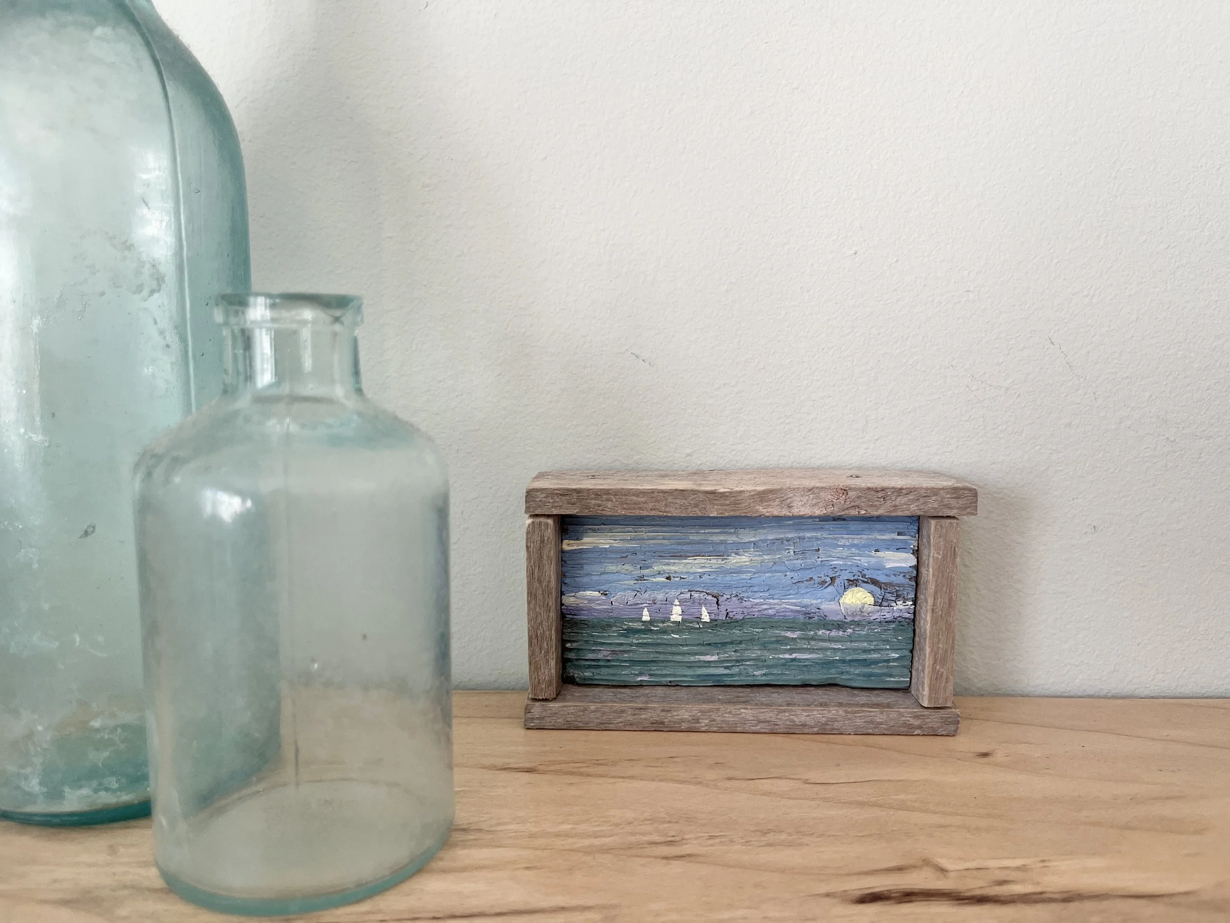 Regatta, driftwwod painting by Janet Payne, Cape May, NJ