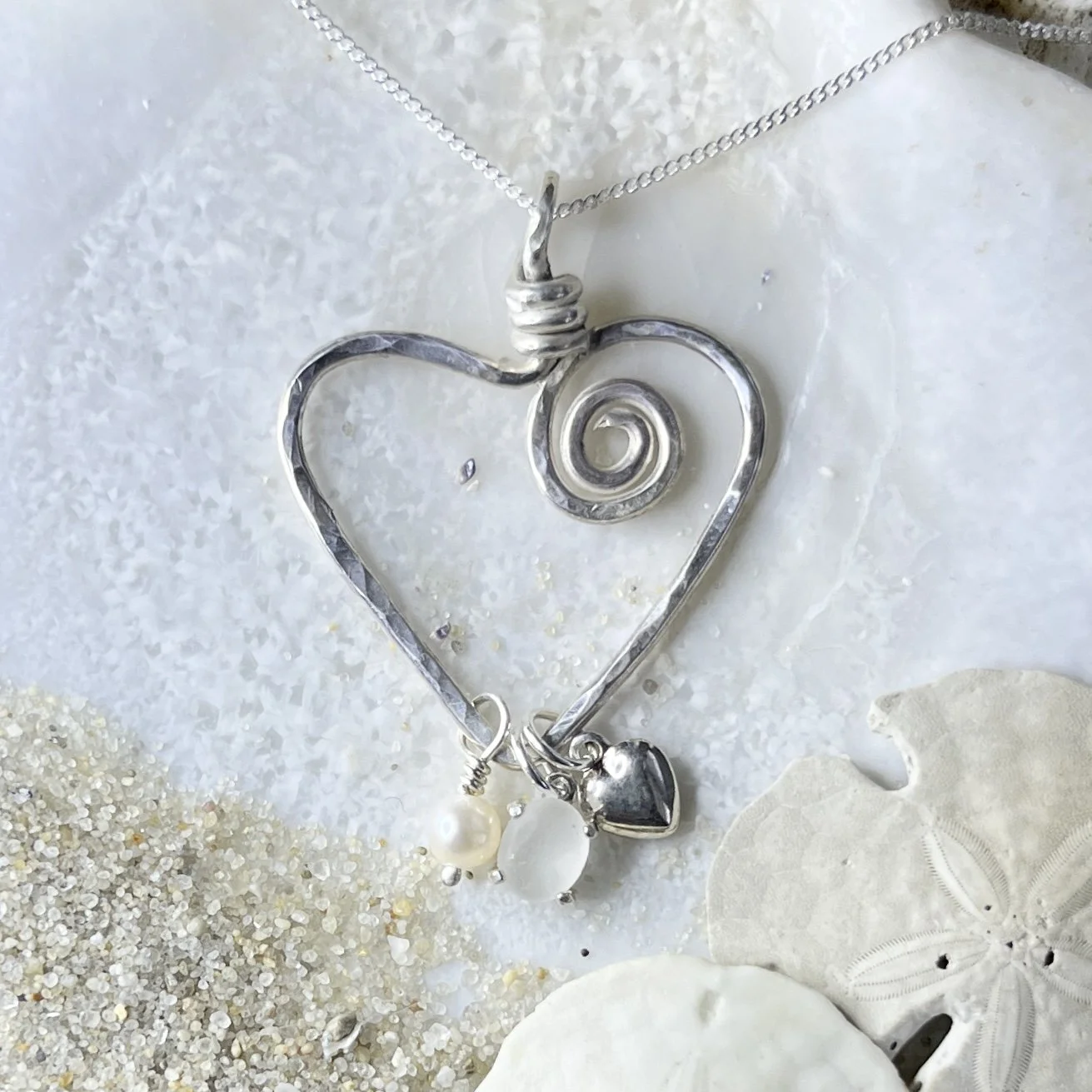 Heart Charm Necklace with a Cape May Diamond by Janet Payne Jewelry, Cape May, NJ
