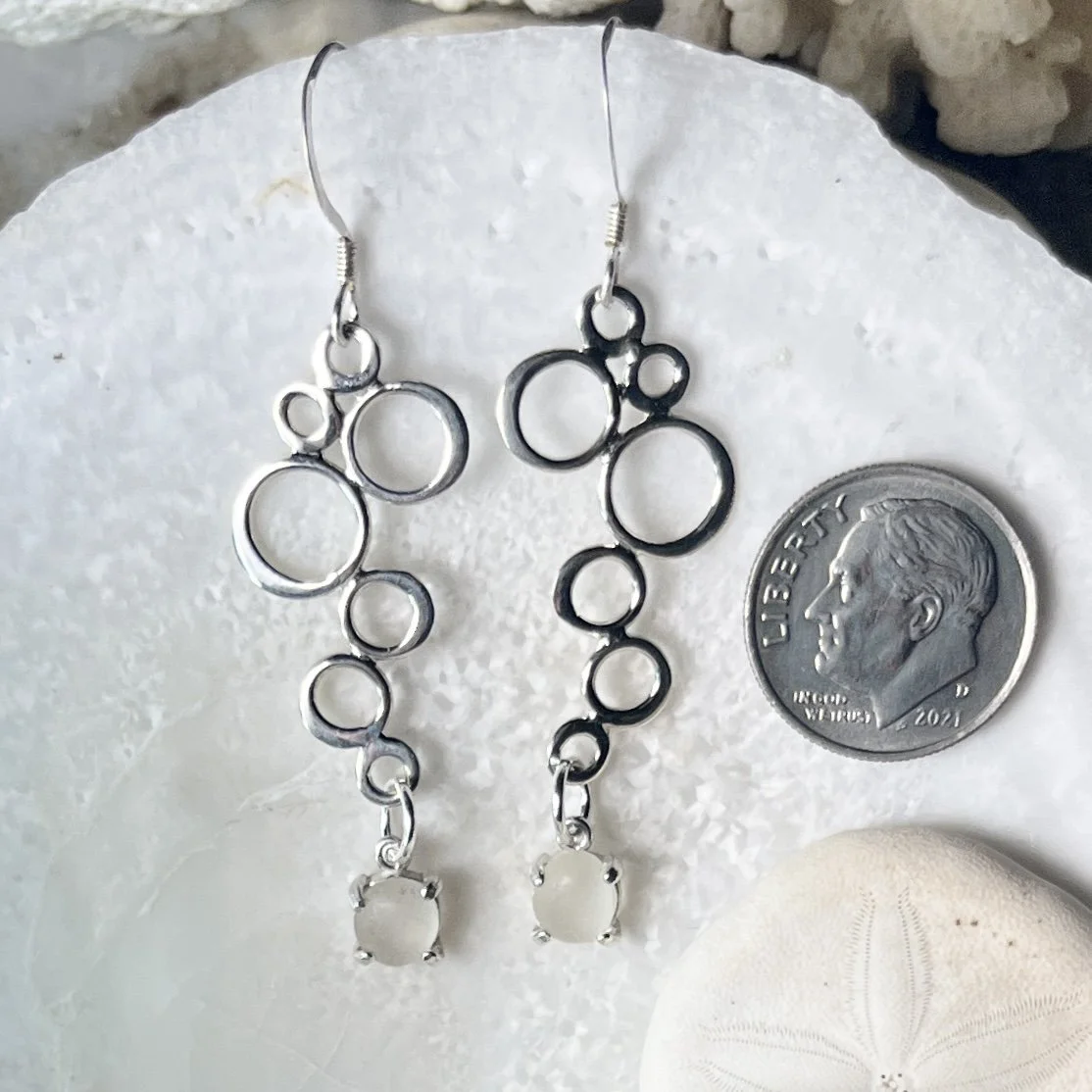 Sterling Silver Bubble Earrings with Natural Cape May Diamonds