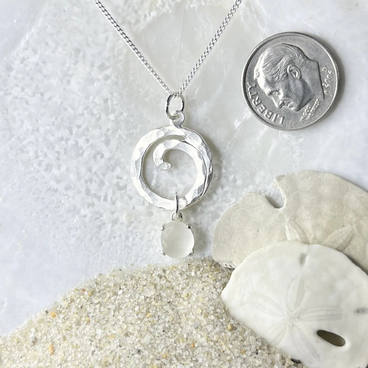 Sterling Silver Ocean Wave with a Natural Cape May Diamond