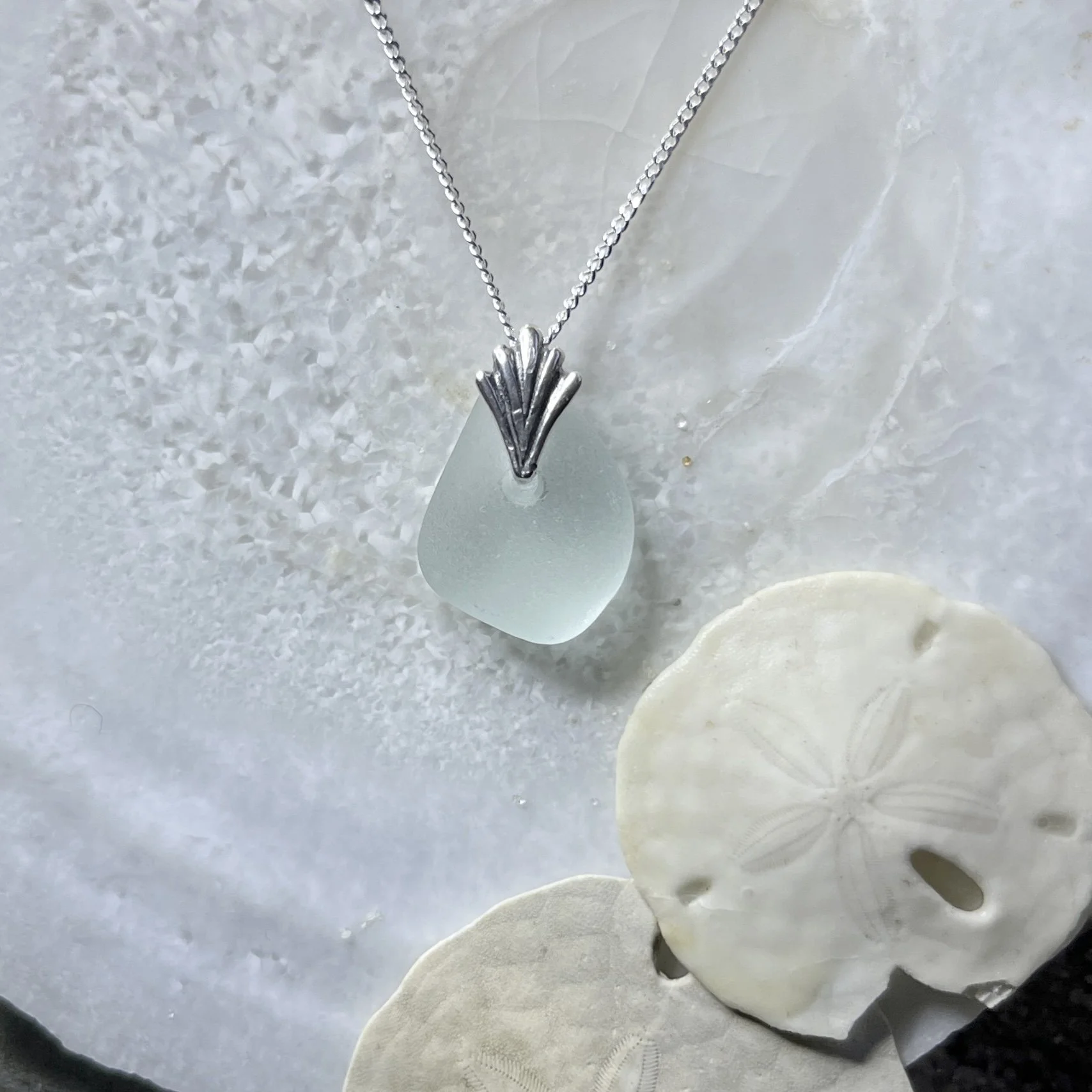 Petite Seafoam Sea Glass Necklace by Janet Payne Jewelry, Cape May, NJ