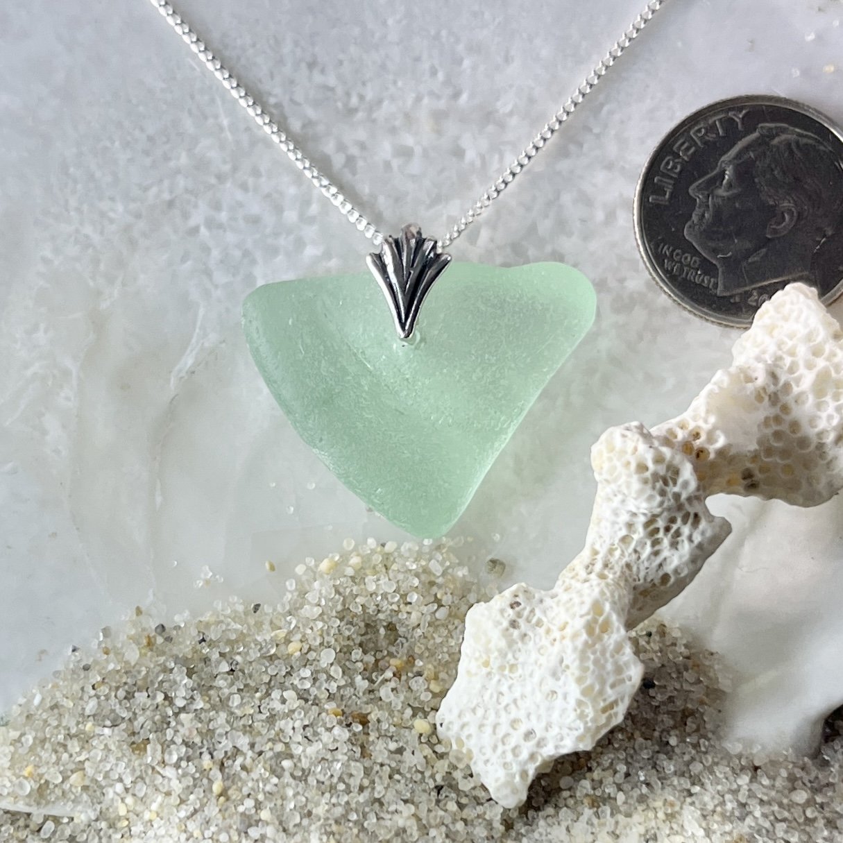 Green Seafoam Sea Glass Necklace