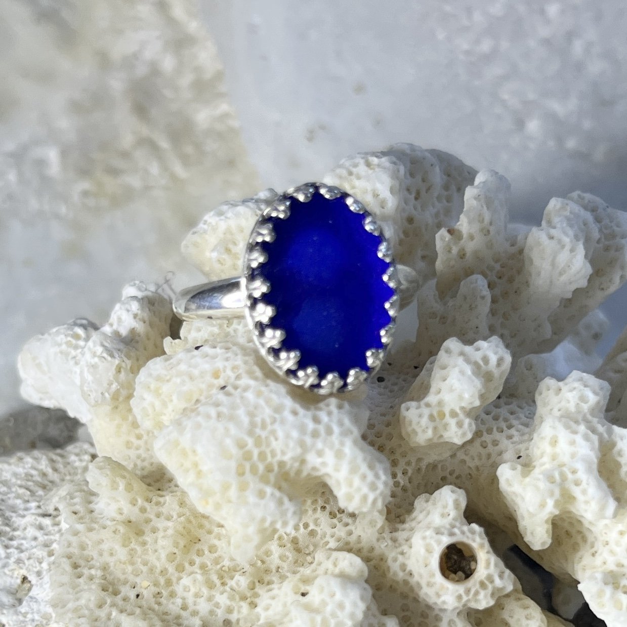Rare Cobalt Blue Sea Glass Ring by Janet Payne Jewelry, Cape May, NJ.jpg