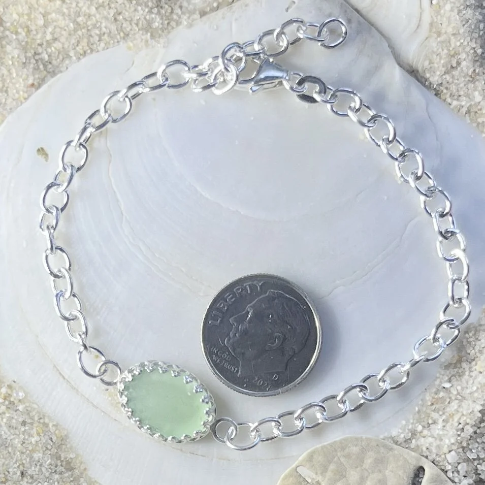 Green Seafoam Sea Glass Bracelet