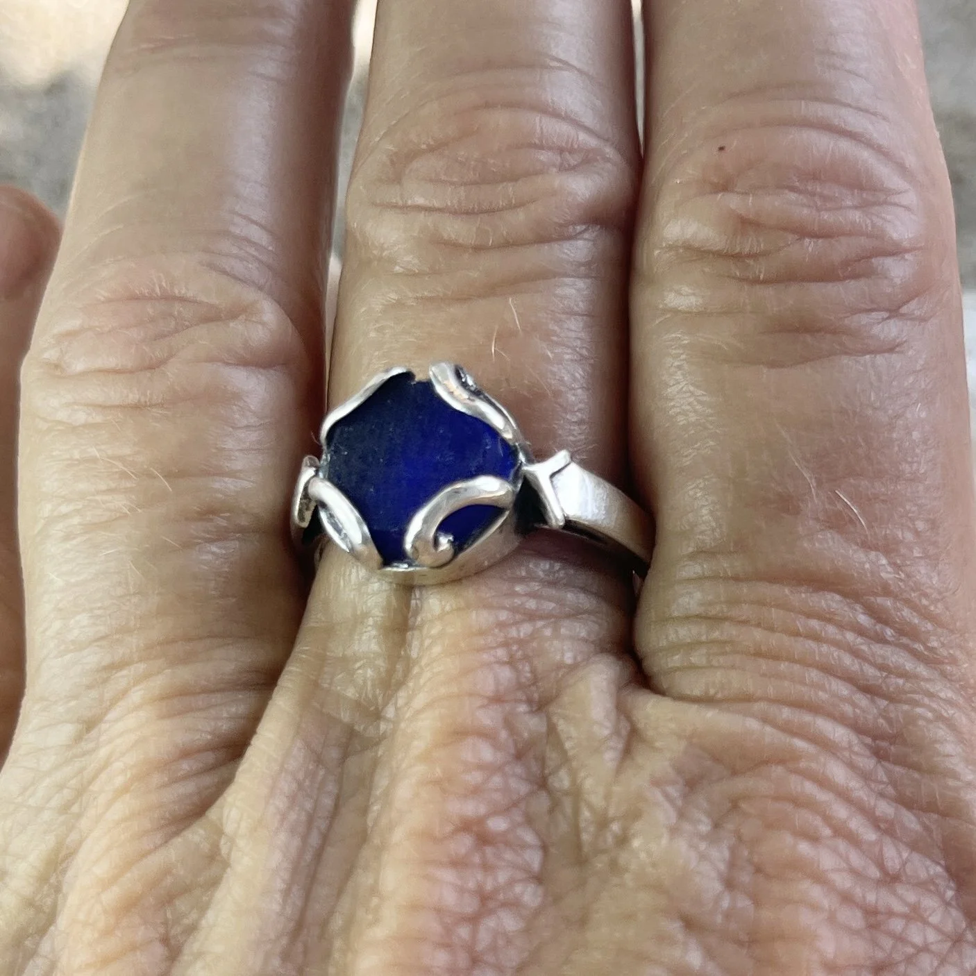 Blue Sea Glass Ring, Size 8.jpg