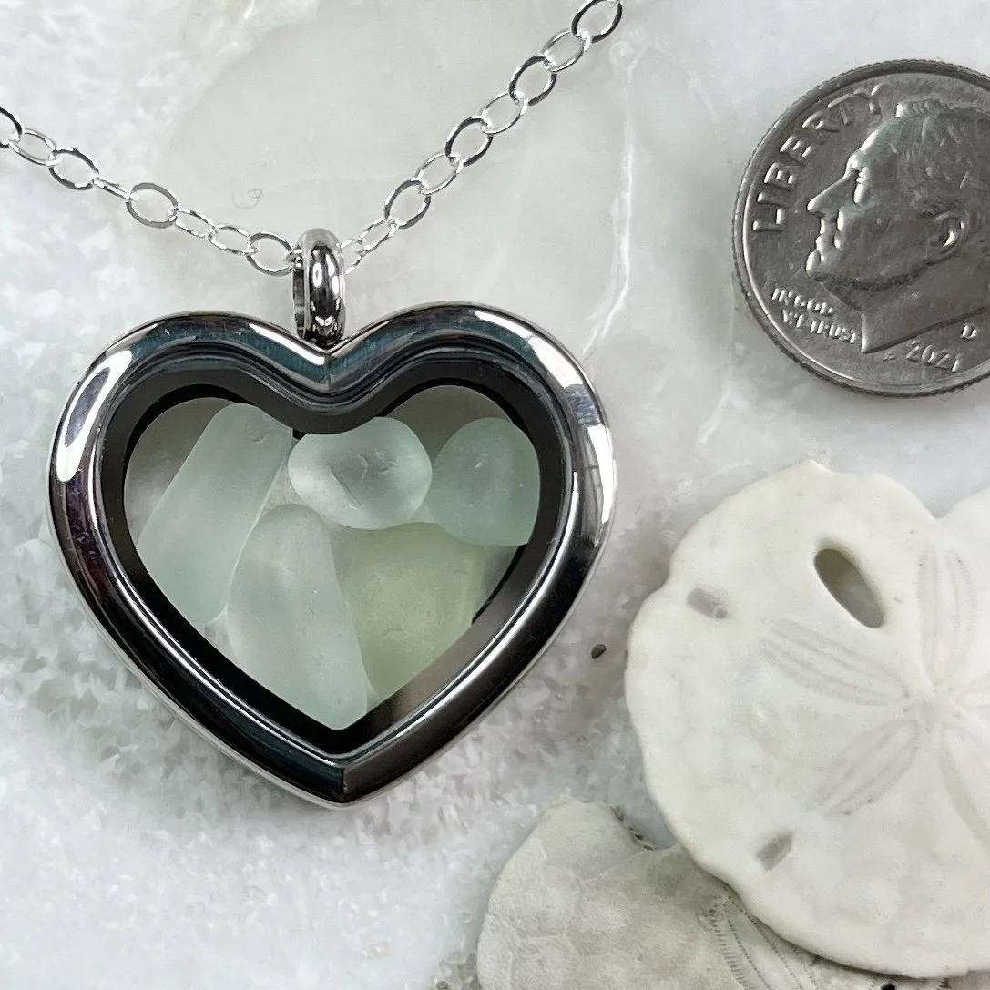 Glass Heart Locket Filled with Seafoam Sea Glass .jpg