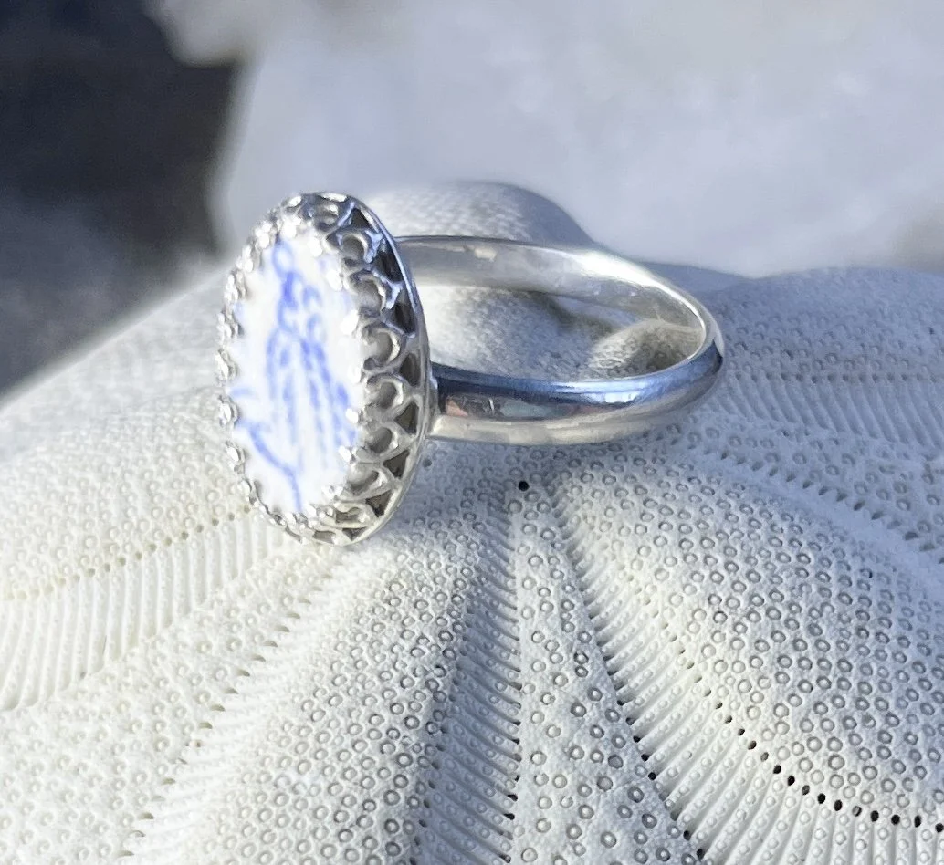 Sea Pottery Ring set in Sterling Silver, Size 8.jpg