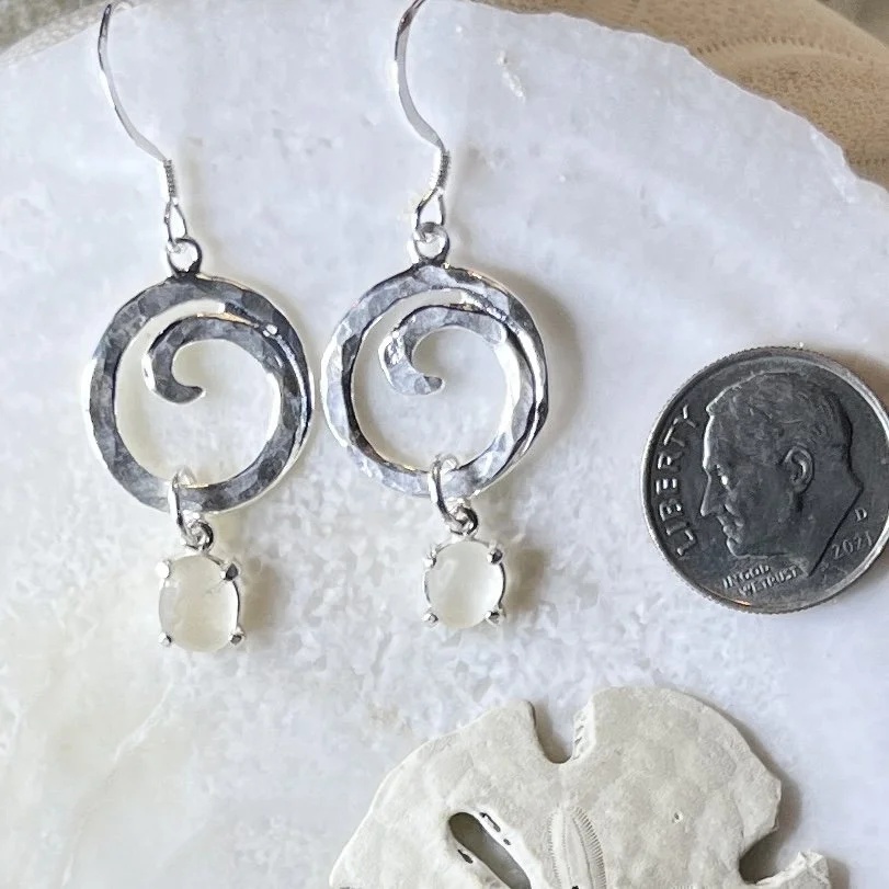 Sterling Silver Ocean Wave Earrings with Natural Cape May Diamonds