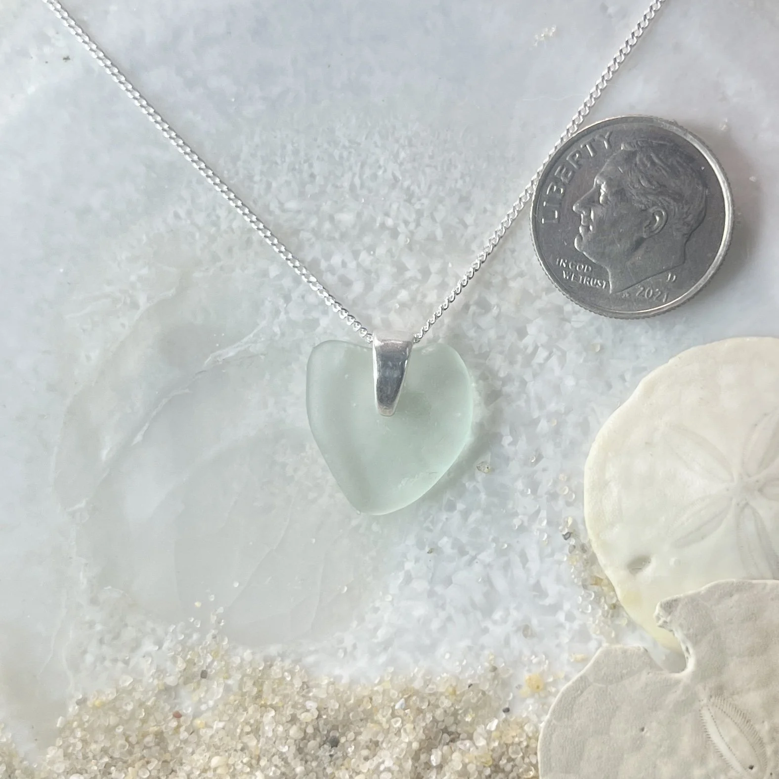 Petite Natural Sea Glass Heart Necklace