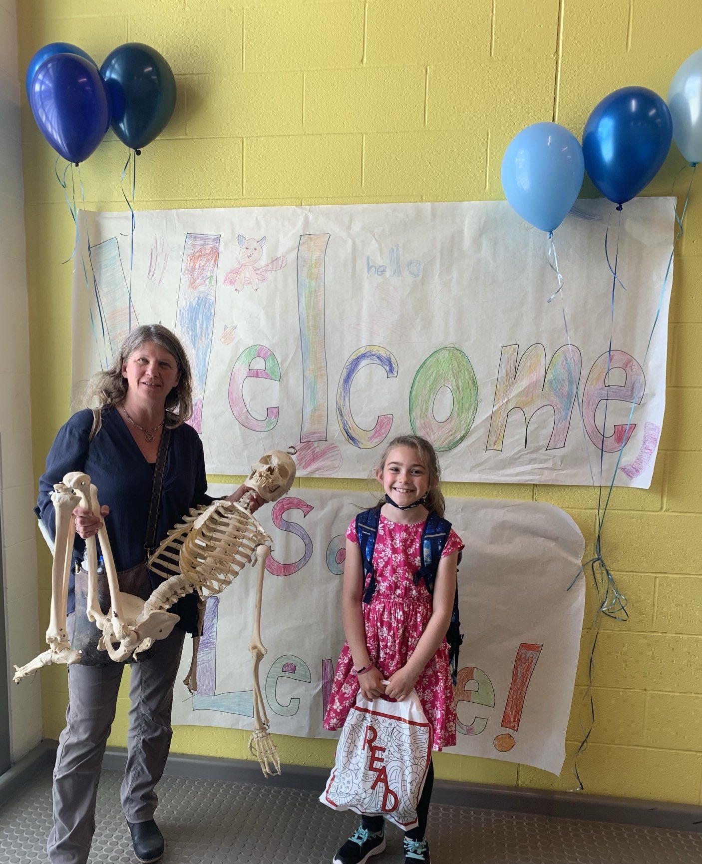 School Visit Anna Rockwell school with skeleton.jpg