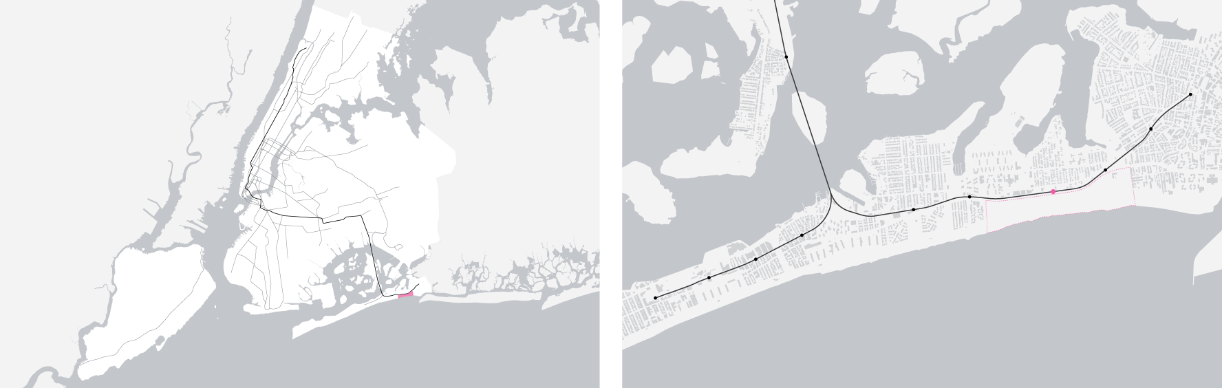     This conceptual idea is substantiated by Beach 44th Street station’s unique condition within the New York City subway system. On a city-wide scale, it is the location where the elevated subway comes closest to the natural coastline. Even within t