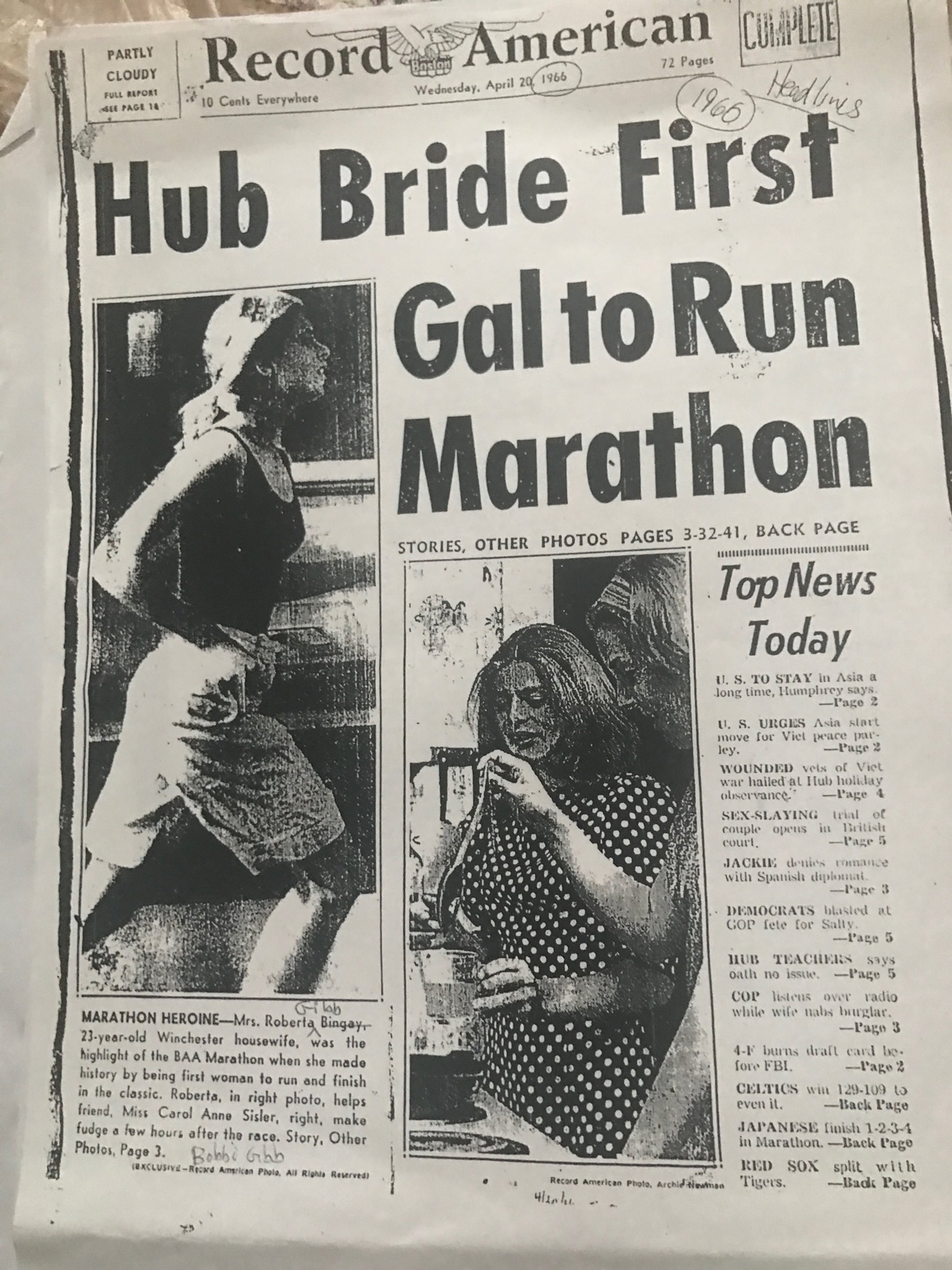 Bobbi Gibb Hub Bride First Gal to Run Marathon
