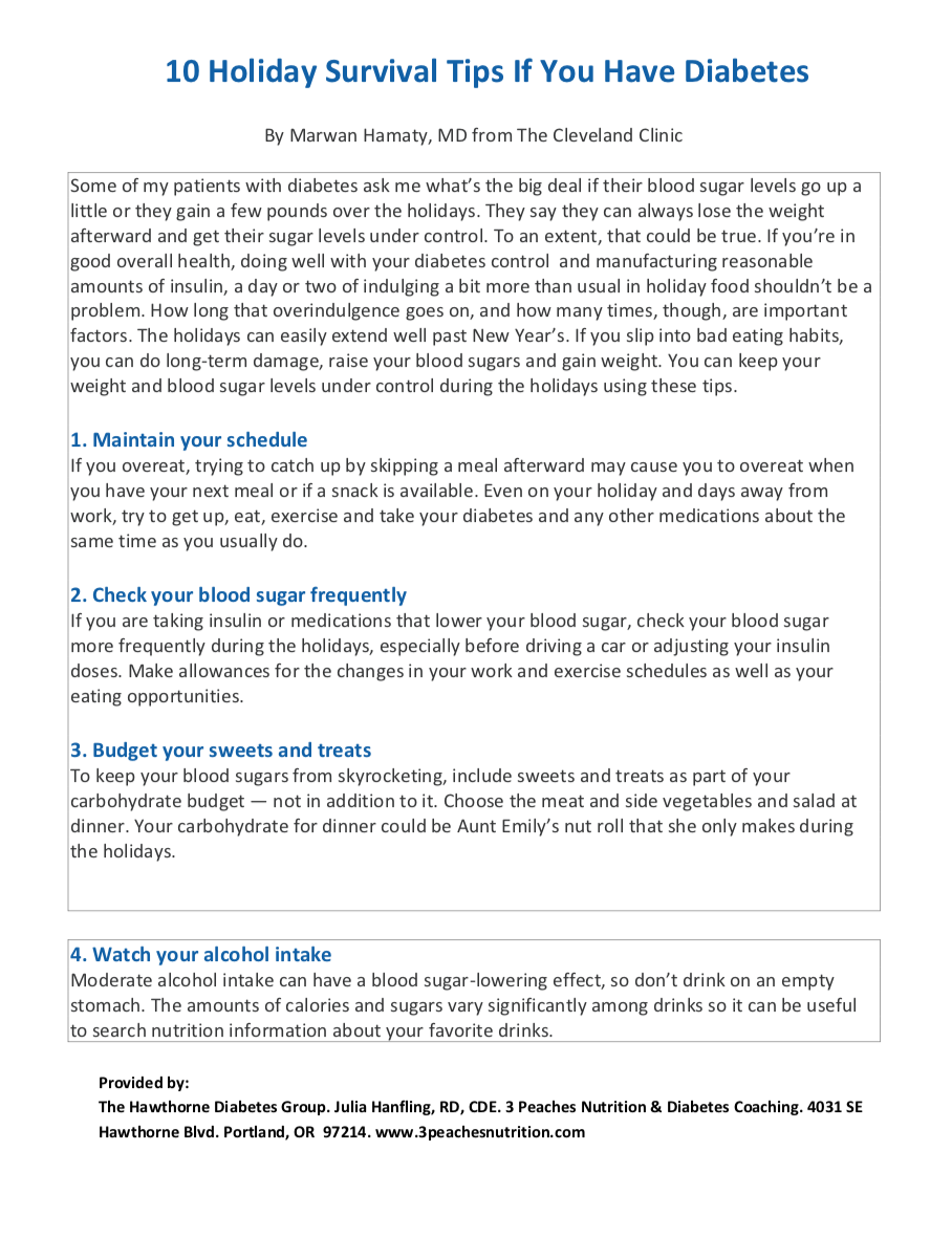 10 Holiday Survival Tips If You Have Diabetes