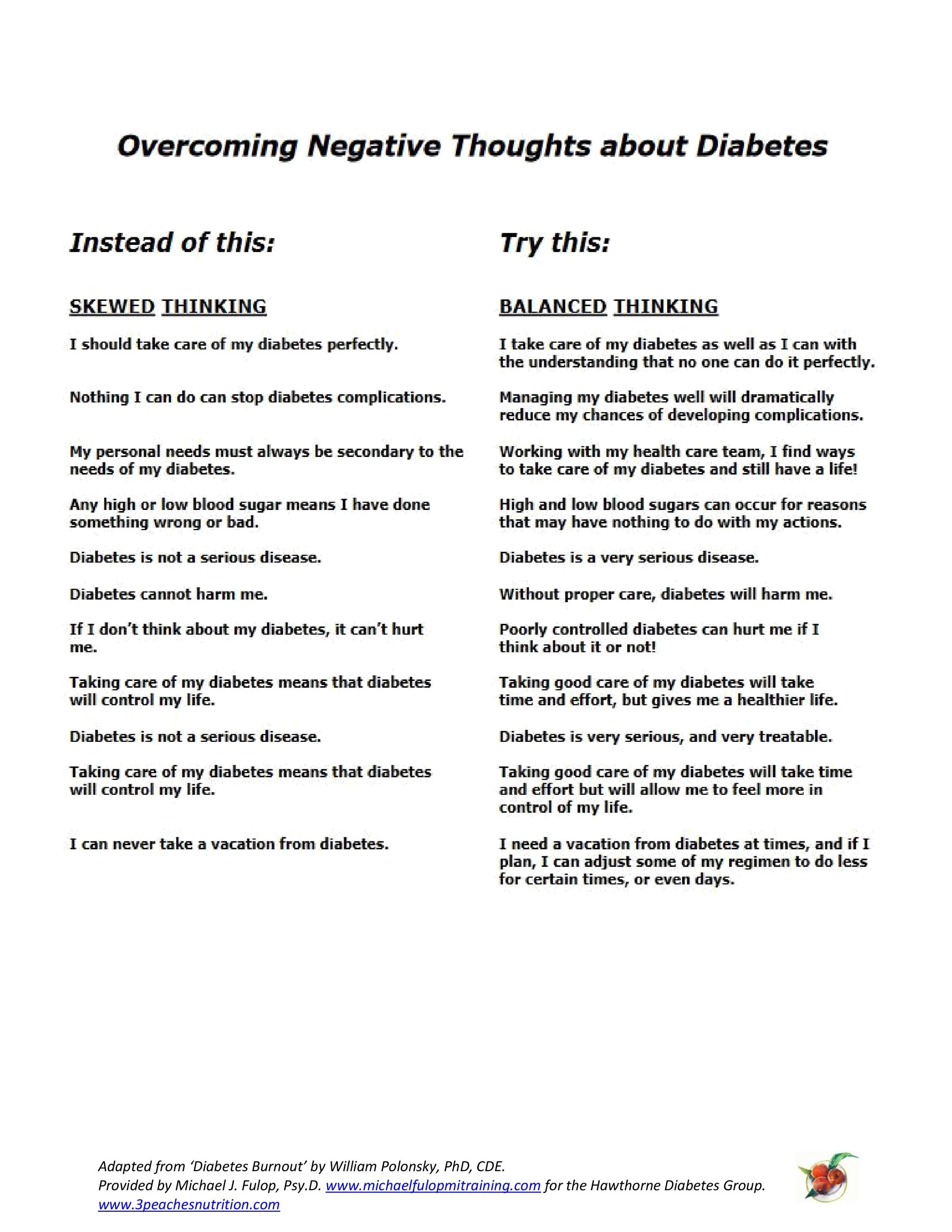 Overcoming Negative Thoughts about Diabetes